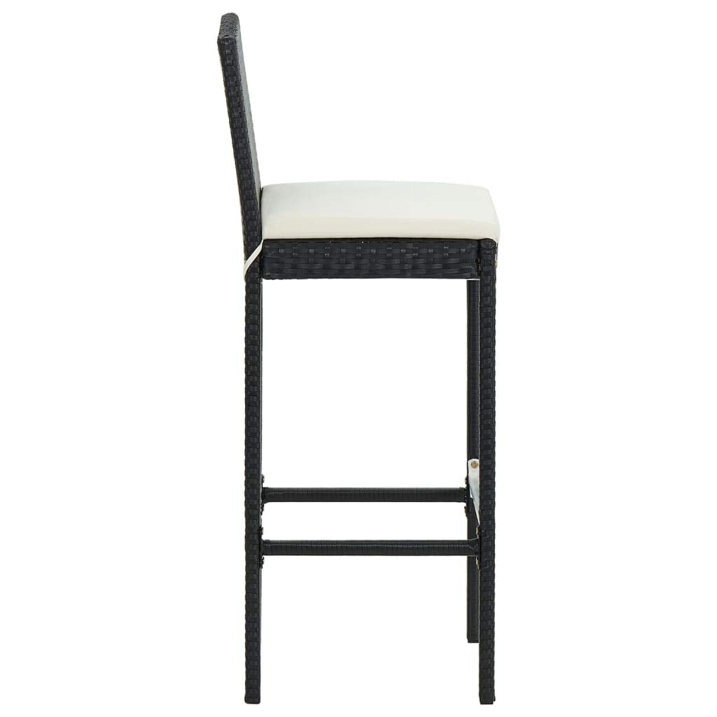 4-Piece Black Poly Rattan Garden Bar Stools with Cushions - Perfect for Outdoor Patio, Deck, Poolside & Backyard Relaxation