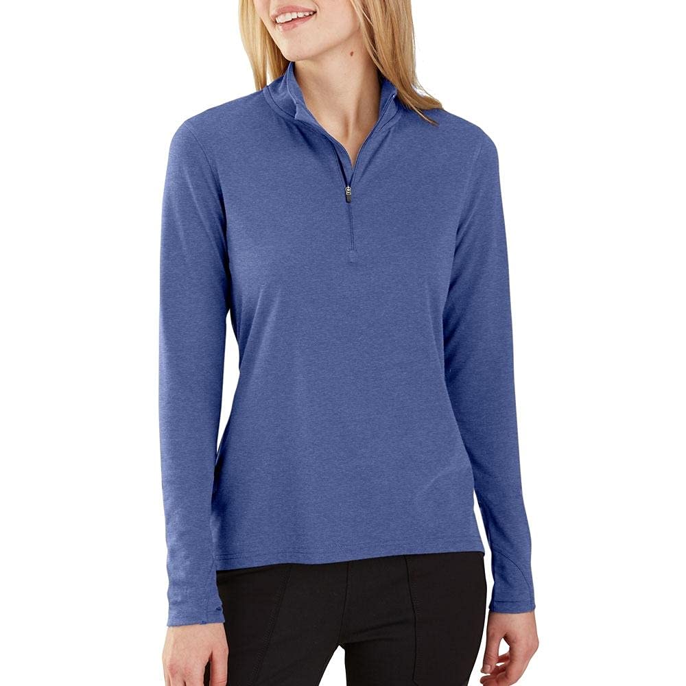 Carhartt Women's Force Delmont Quarter Zip Shirt - Lightweight Work Shirt with Moisture Wicking Technology for Outdoor Activities, Hiking & Casual Wear