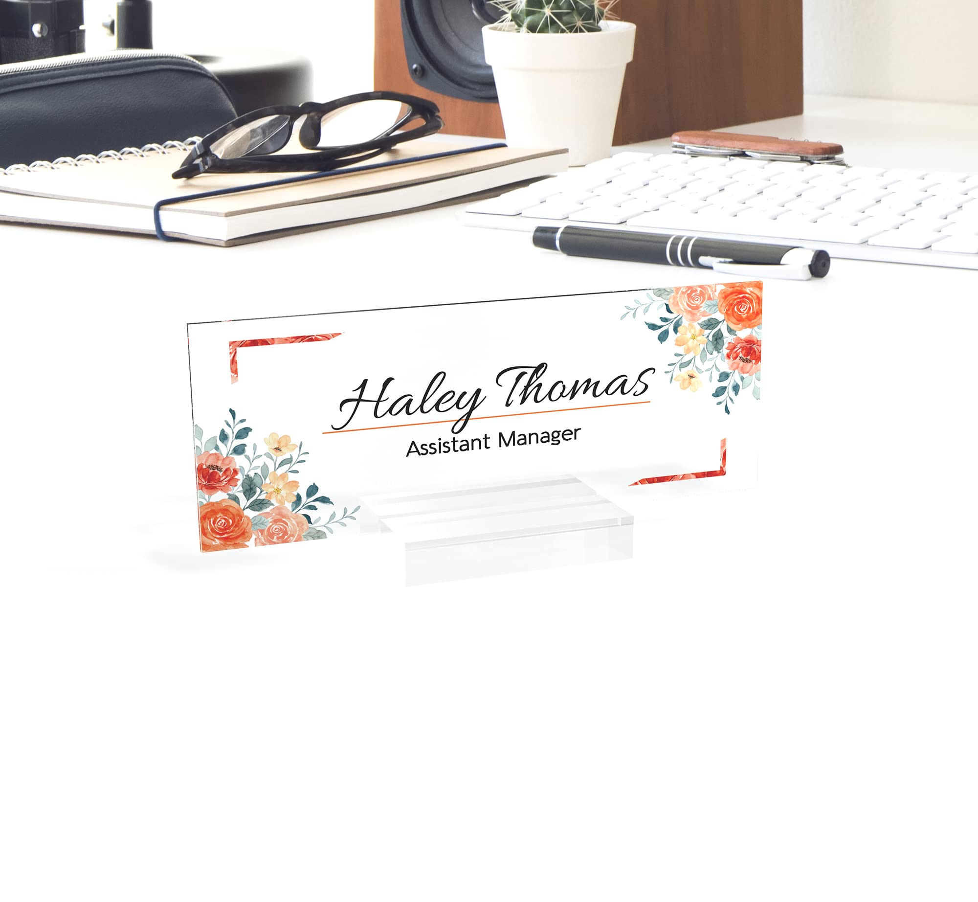 Custom Personalized Office Desk Name Plate - Unique Clear Acrylic Glass Block Nameplate for Professional Workspace Decor - Perfect for Corporate Gifts, Executive Desks & Reception Areas | ARTSWAVE