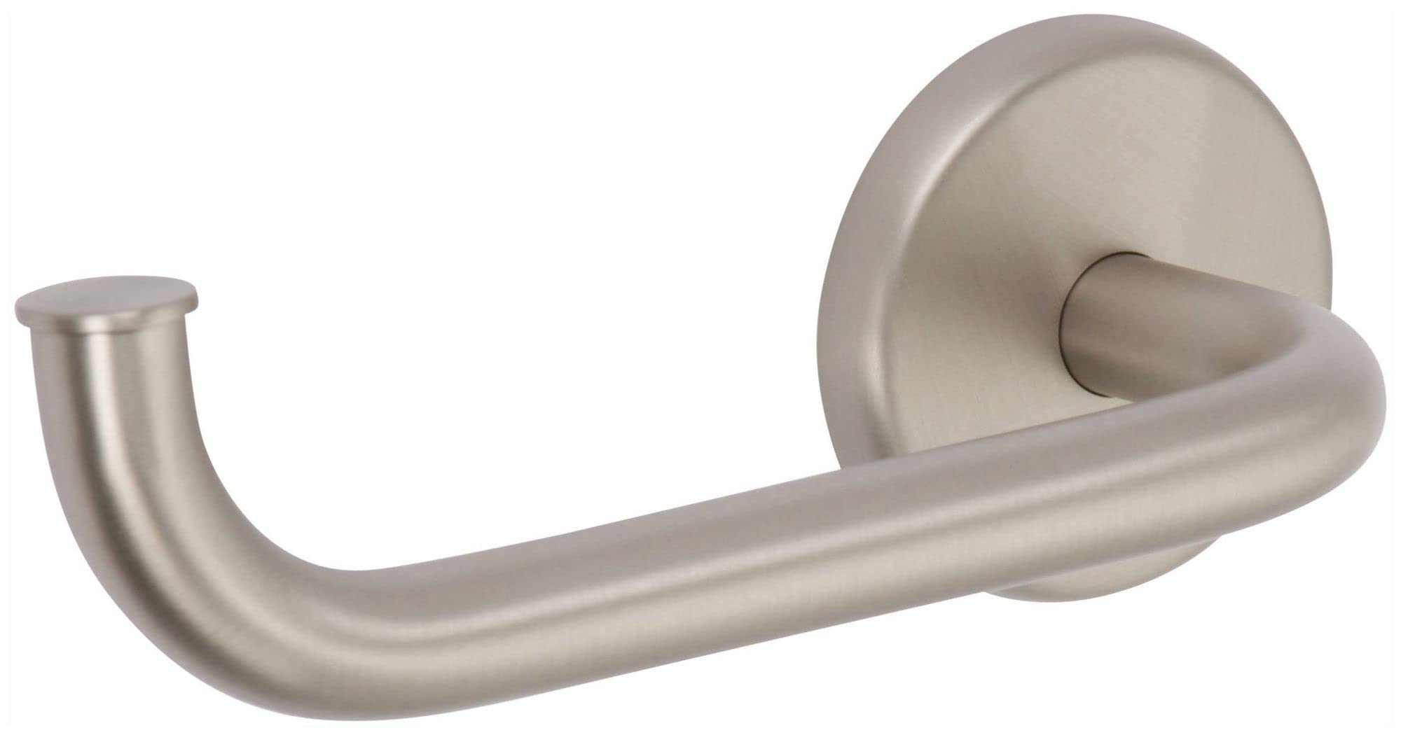 Satin Nickel Open Toilet Paper Holder - 0306/SN Bathroom Tissue Roll Dispenser for Modern Home & Commercial Restrooms