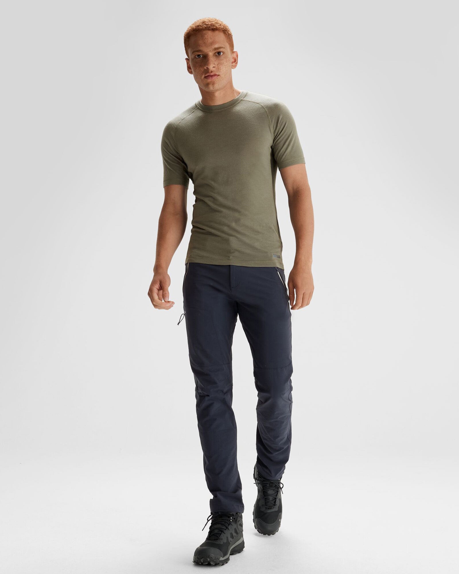 Men's K Merino 125 Baselayer T-Shirt - Lightweight Thermal Underwear for Hiking & Skiing - Beech/Dark Moss Color - Perfect for Outdoor Activities & Cold Weather Layering