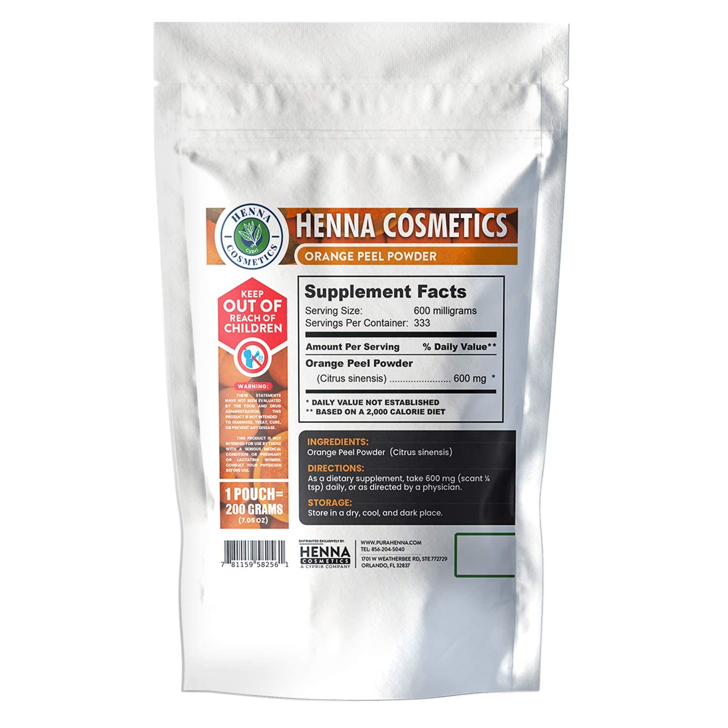 Organic Orange Peel Powder for Hair & Skin Care - 200g (7.05oz) Vitamin C Face Mask | Brightening & Exfoliating Treatment for Glowing Skin | DIY Beauty & Spa Day Essential