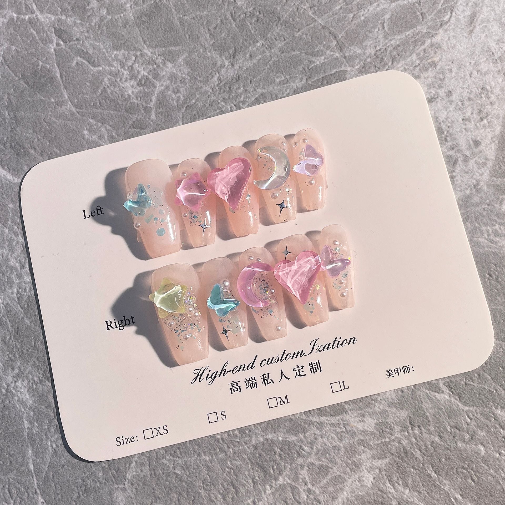 Handmade Press-On Nails - Kawaii Barbie Design Full Cover Fake Nails | Orange Artificial Manicure for Daily Wear & Special Occasions