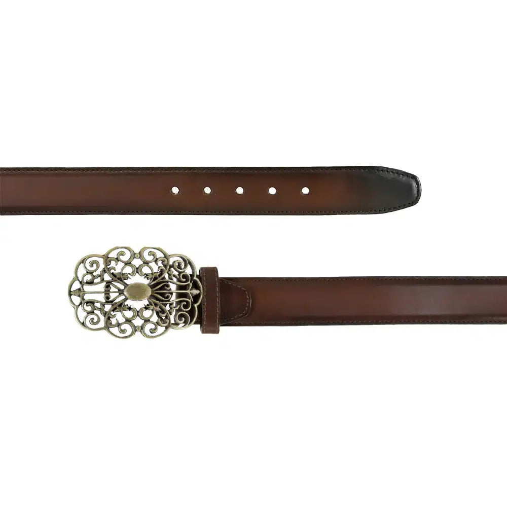 Cuadra Honey Western Cowgirl Leather Belt for Women - Genuine Leather Fashion Belt with Buckle - Perfect for Country Rodeo, Cowgirl Outfits & Western Style