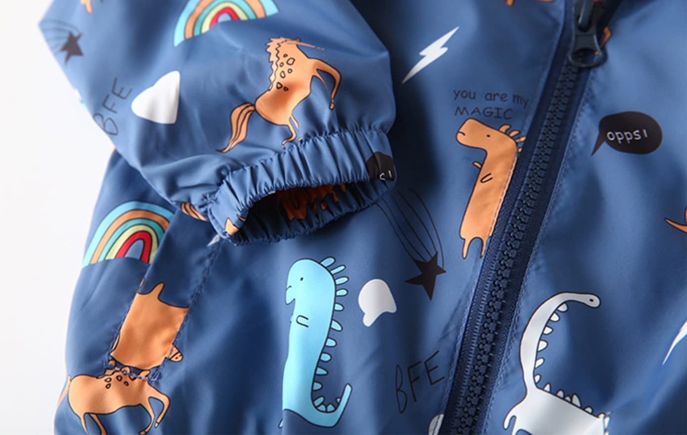 Dinosaur Car Hooded Windbreaker Jacket for Toddler Boys 1-6 Years - Lightweight Spring & Fall Jacket for Outdoor Play, Park Visits & Preschool