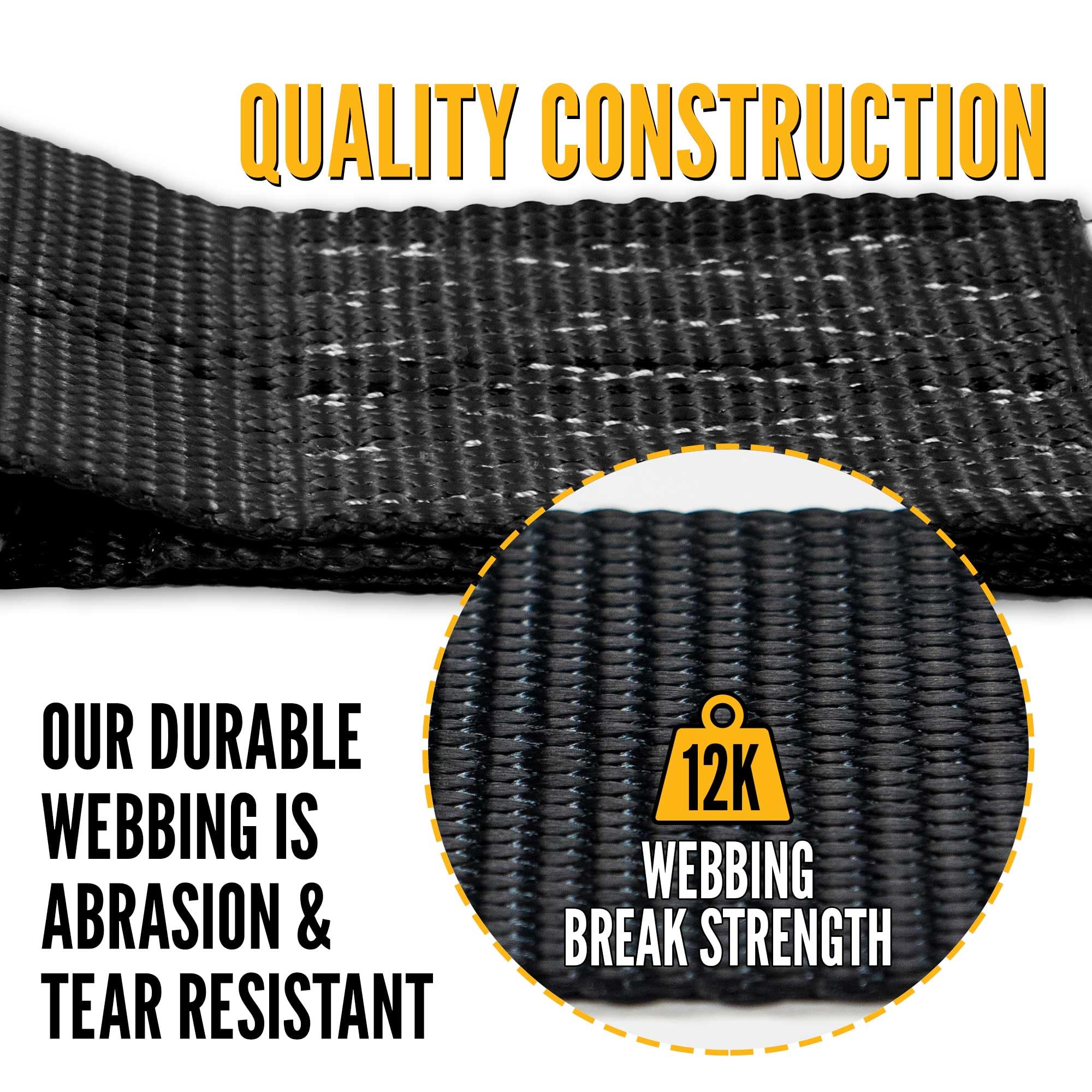 2 Inch x 24 Foot Heavy Duty Ratchet Straps with Double J Hooks - Black Cargo Tie Down Straps for Trucks, Trailers & Securing Loads - US Cargo Control Ratchet Straps for Safe Transport
