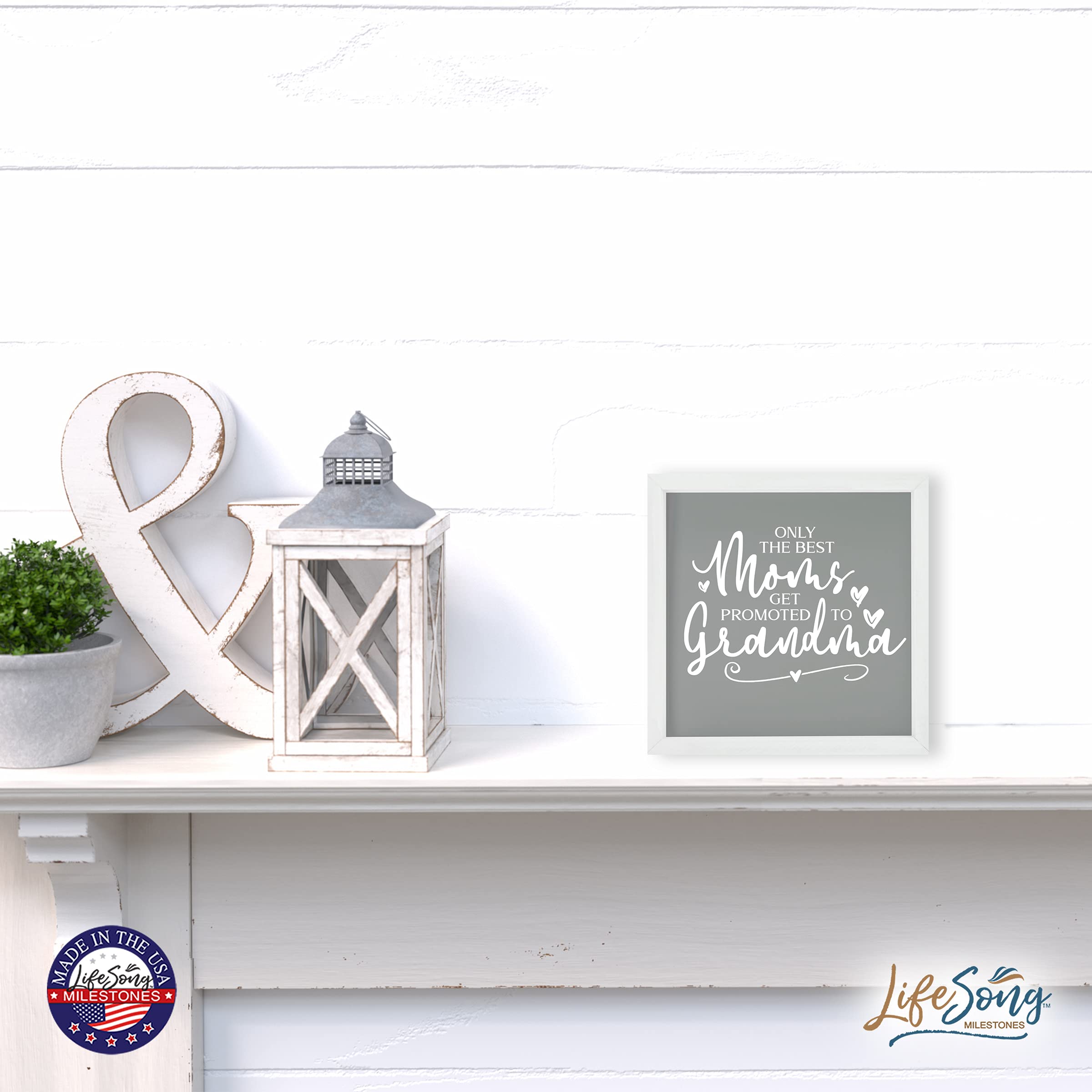 LifeSong Milestones Custom Inspirational Wooden Wall Art - 7x7 Framed Shadow Box with Funny Modern Quotes - Perfect Gift for Best Moms (Ivory) - Home Decor, Office Inspiration, Nursery Wall Art