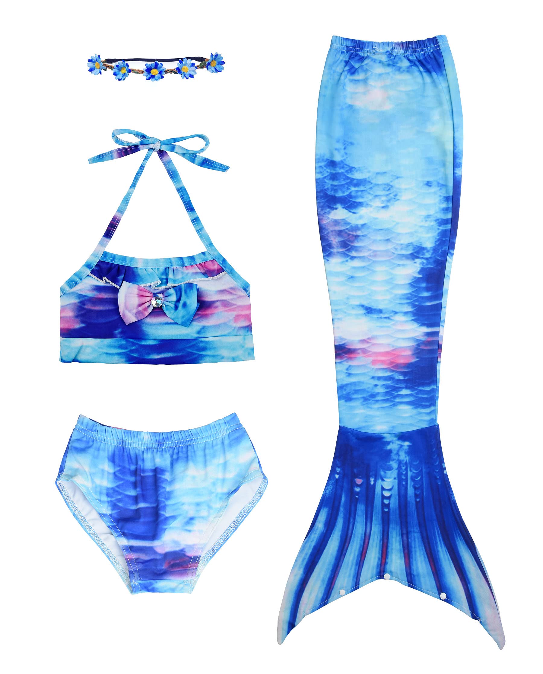 Uhdear Girls Swimsuit Mermaid Costume Bikini Set - Cute Bathing Suit for Kids, Beach & Pool Party, Summer Vacation, Water Play