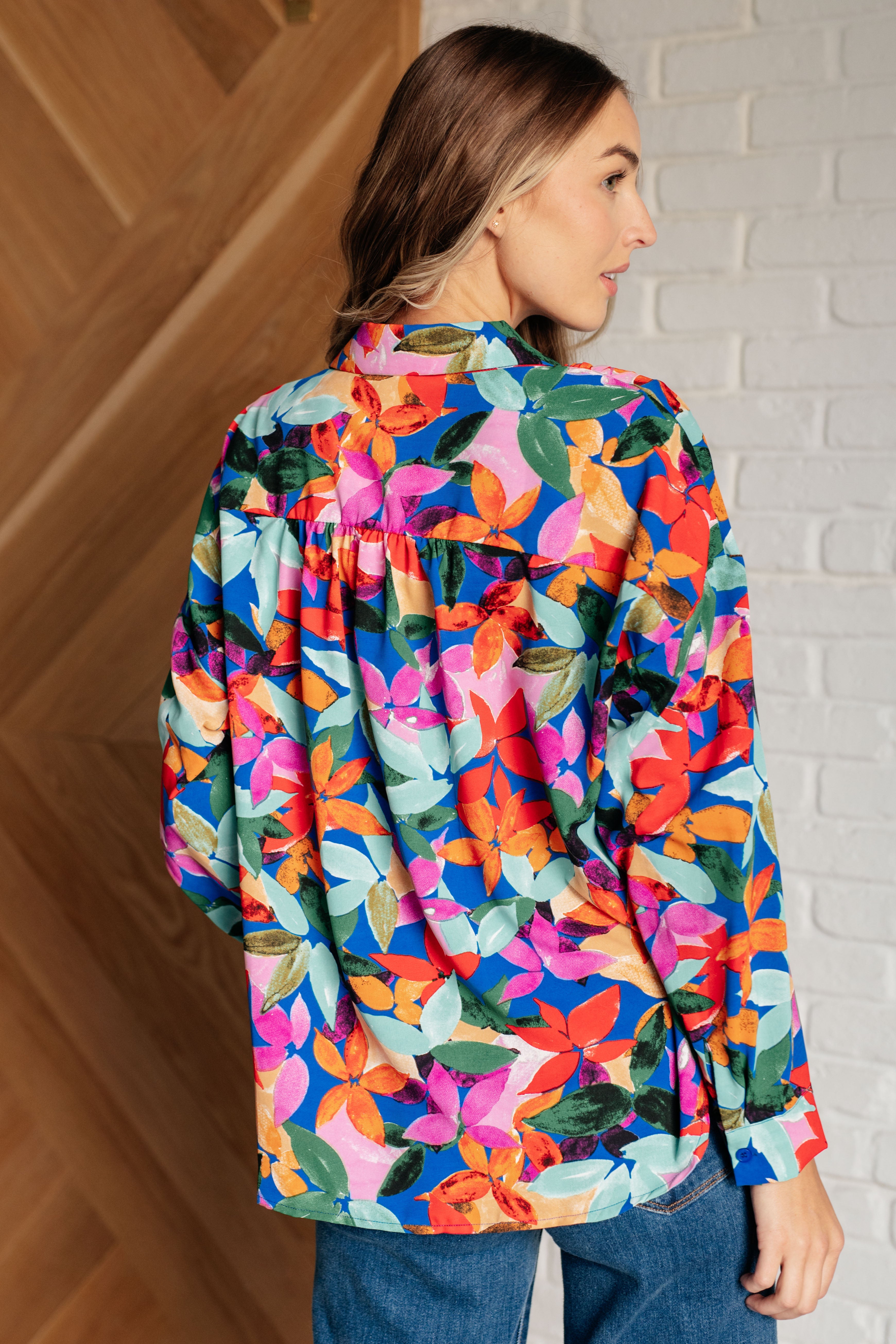 Stylish Leaf Print Button Up Blouse for Women | Trendy Botanical Shirt | Perfect for Office, Date Night & Spring Outfits