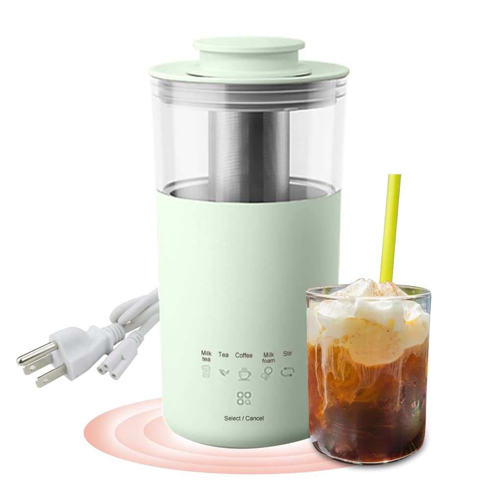 5-in-1 Portable Electric Kettle for Coffee, Tea & Milk Foam - 350ML Travel Mug with Auto Stir & Fast Boiling (110V) | Perfect for Home, Office & Travel | DIY Different Drinks in 7 Minutes