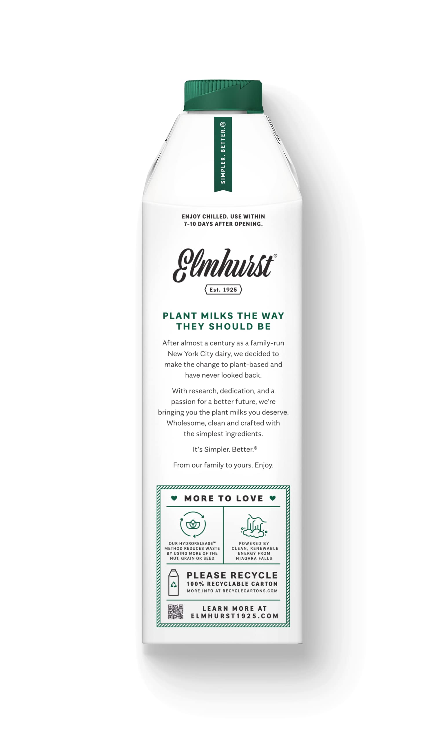Elmhurst 1925 Unsweetened Walnut Milk - Dairy-Free, Vegan, Plant-Based, 32oz (Pack of 6) | Perfect for Smoothies, Coffee Creamer & Baking | Nutritious Dairy Alternative