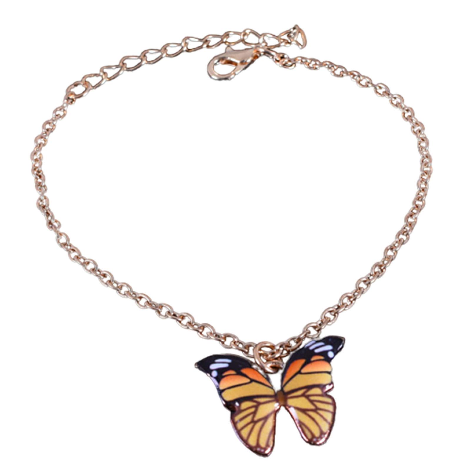 Elegant Multicolor Butterfly Pendant Bracelet for Women - Adjustable Alloy Chain Bracelet & Anklet Set, Fashion Jewelry Gift for Girls & Teens | Perfect for Parties, Dating & Everyday Wear