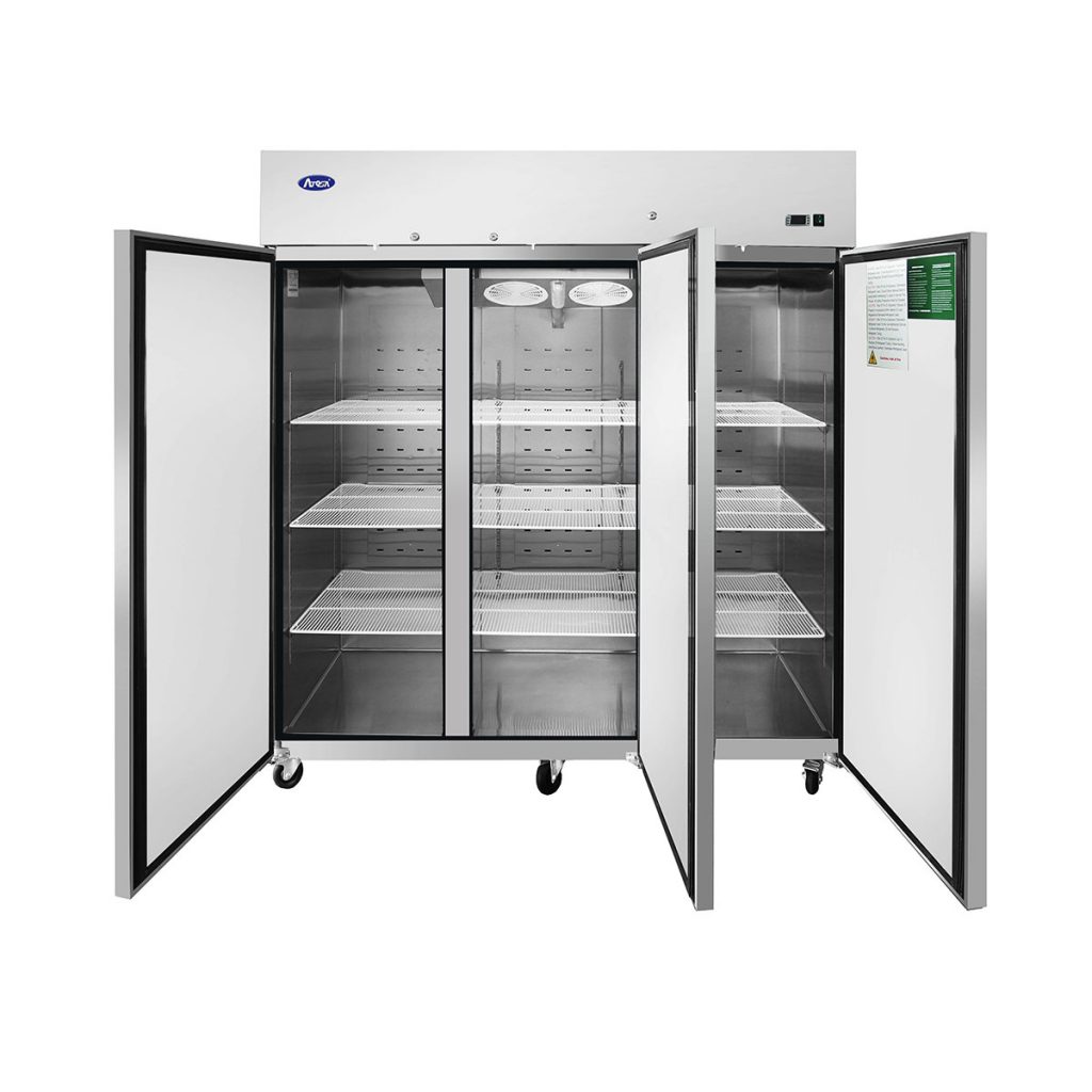Atosa 77 Inch Commercial Reach-In Refrigerator with 3 Solid Doors - Perfect for Restaurants, Cafes, and Catering Businesses