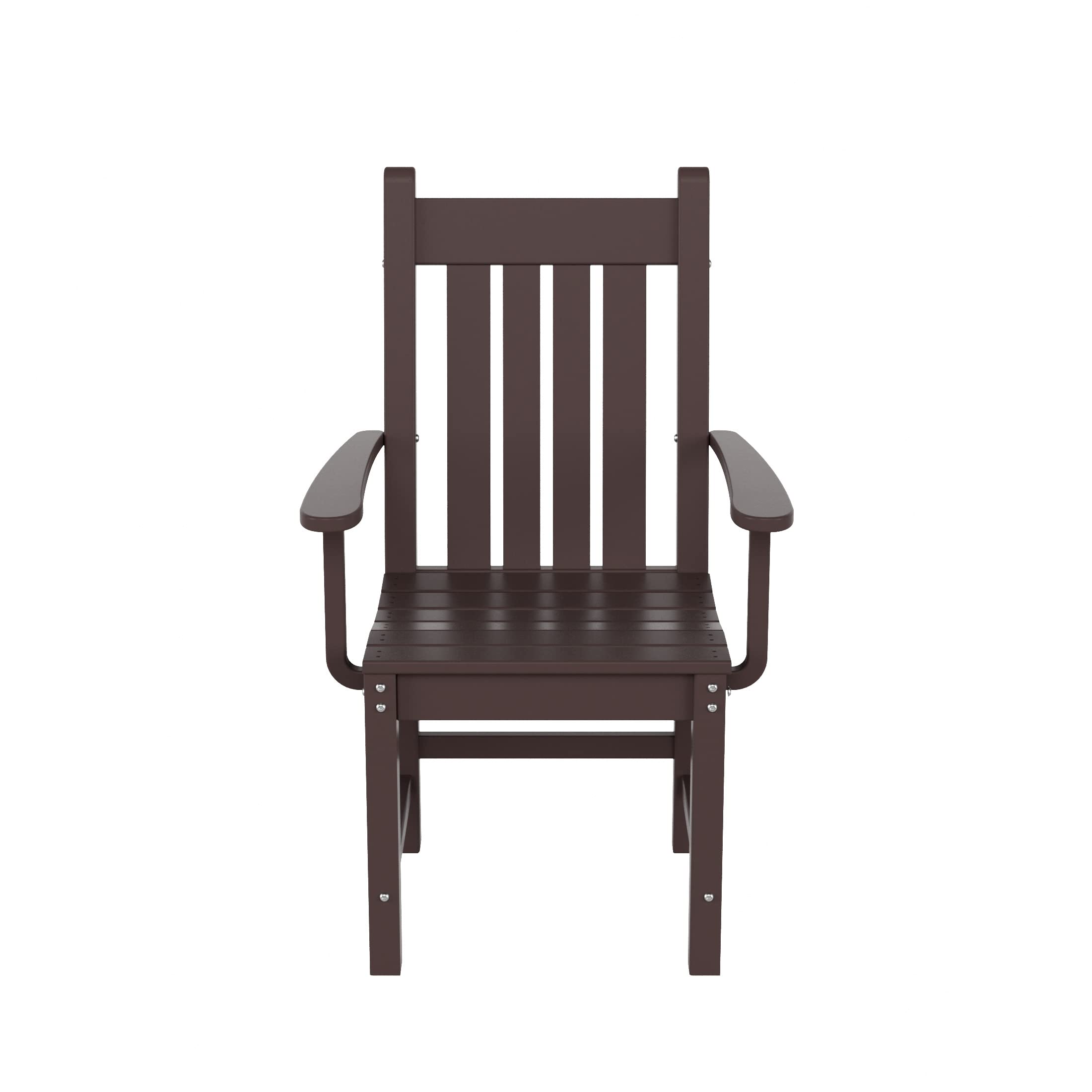 WestinTrends Malibu Classic Outdoor Dining Chairs with Arms - All Weather Poly Lumber Adirondack Patio Chairs for Restaurant, Bistro & Backyard - 350 LBS Weight Capacity - Arched Backrest & Curved Seat - Dark Brown - Perfect for Poolside, Garden & Outdoor Dining Areas