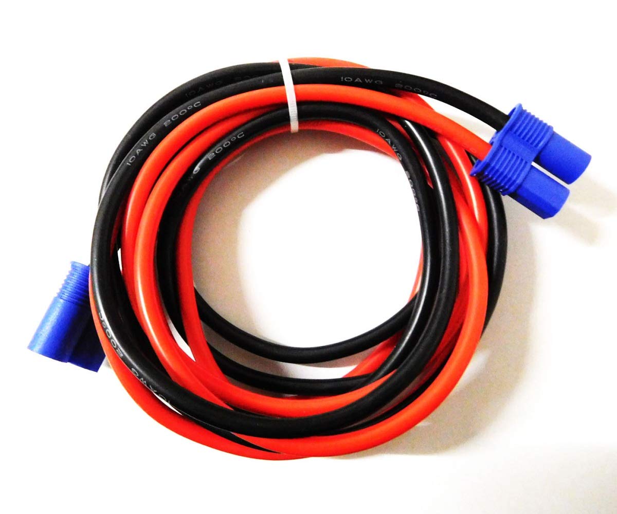 **EC8 Male to Female RC Battery Connector Adapter - 10AWG Silicone Wire (15CM/0.5FT) - High Current Extension Cable for RC Cars, Drones, and Battery Chargers**