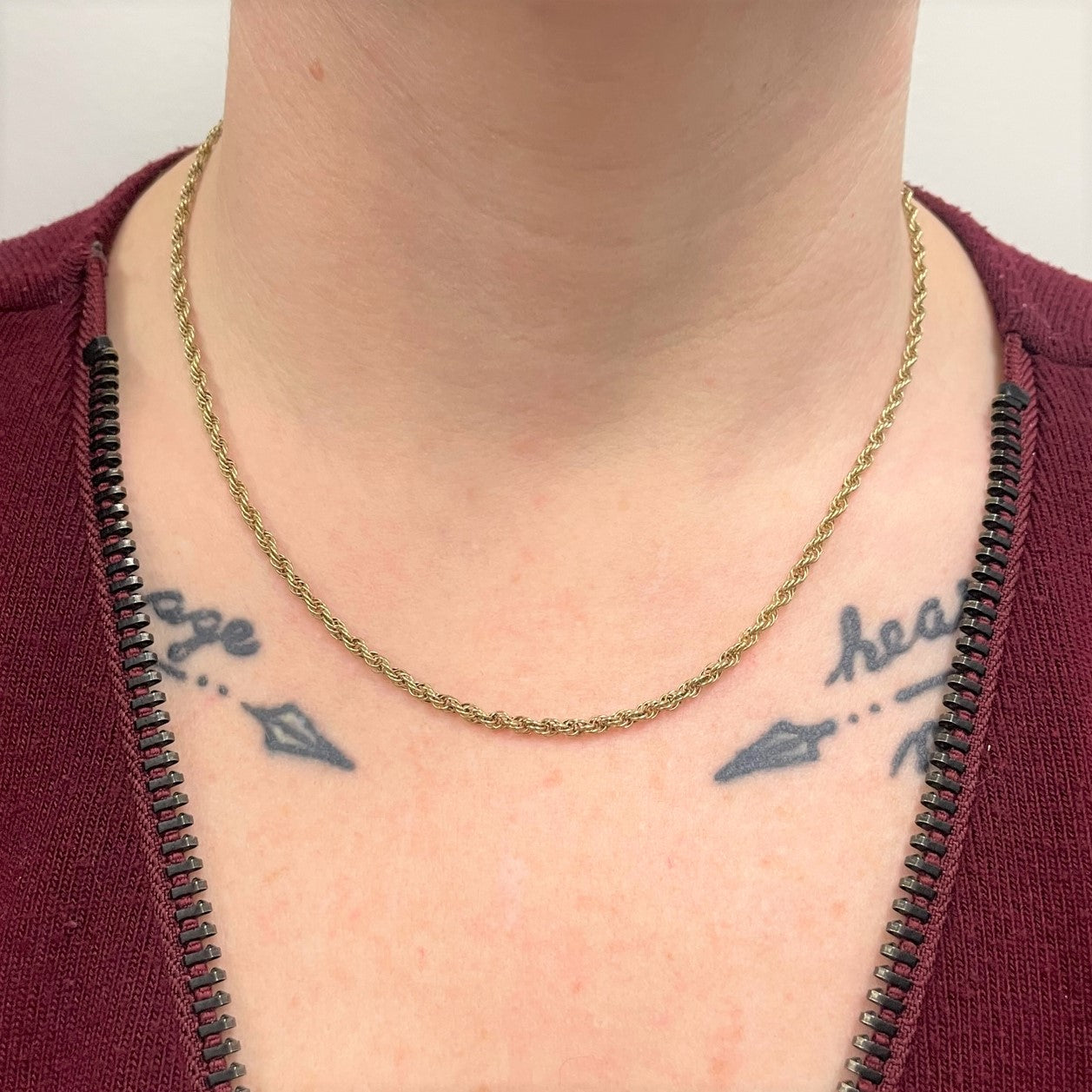 10k Yellow Gold Rope Chain Necklace - 17 Inch Solid Gold Rope Chain for Men & Women - Perfect for Layering, Gifts, and Everyday Wear