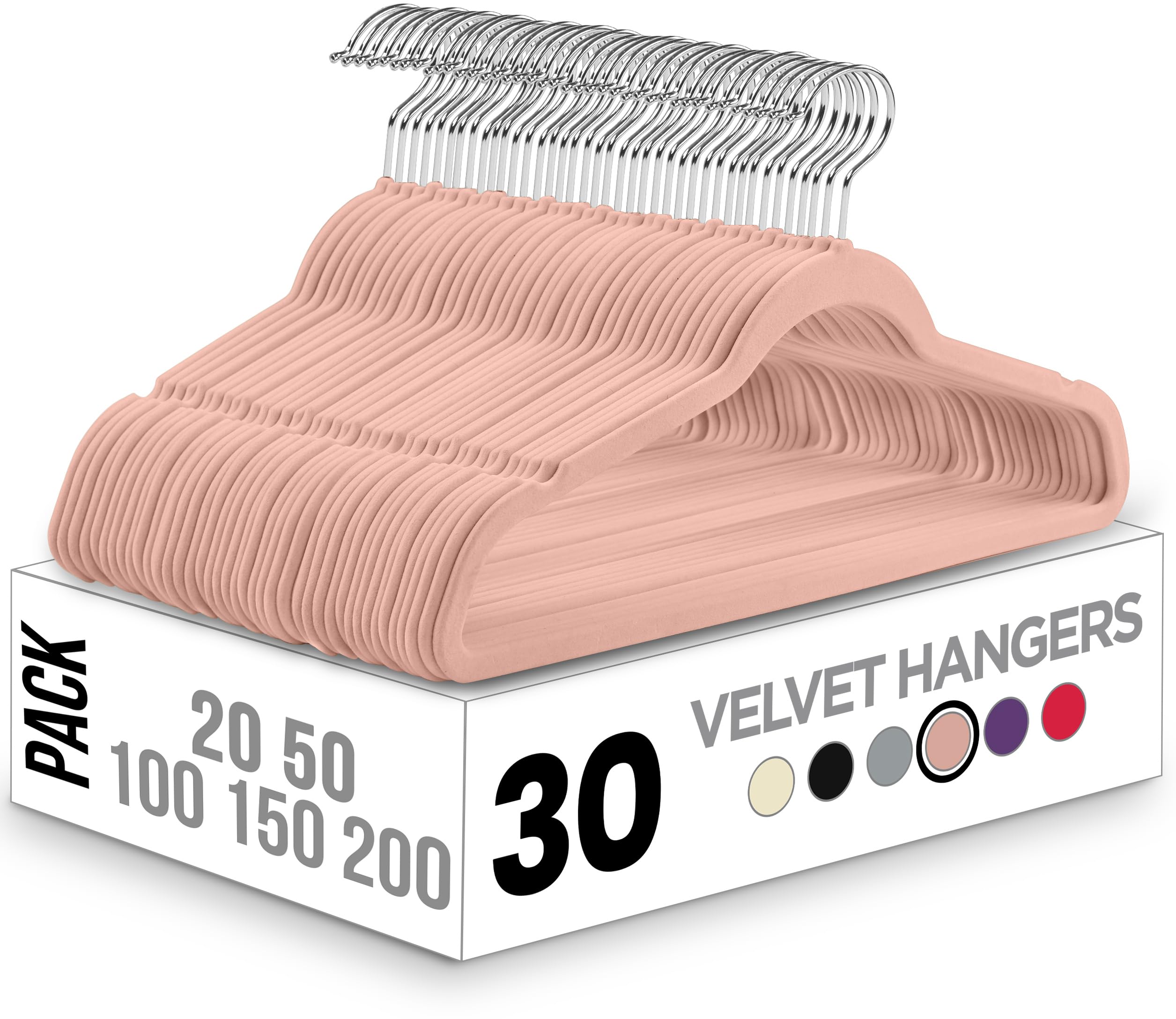 Utopia Home 30 Pack Velvet Non-Slip Clothes Hangers with 360° Rotatable Hooks - Heavy Duty Coat & Pants Hangers in Pink - Perfect for Closet Organization & Space Saving Wardrobe Storage