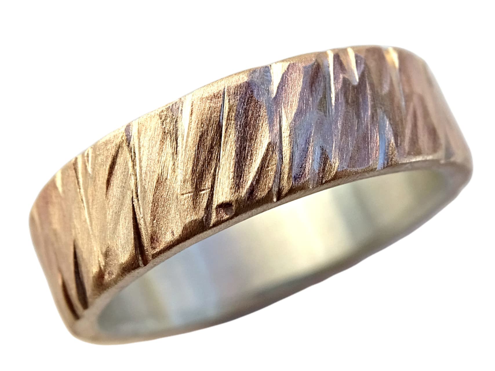 Handmade Bronze Wedding Band for Men - Unique Hammered Bronze & Silver Ring - Rugged & Stylish Men's Jewelry - Perfect Anniversary Gift for Him - Ideal for Weddings, Engagements & Everyday Wear
