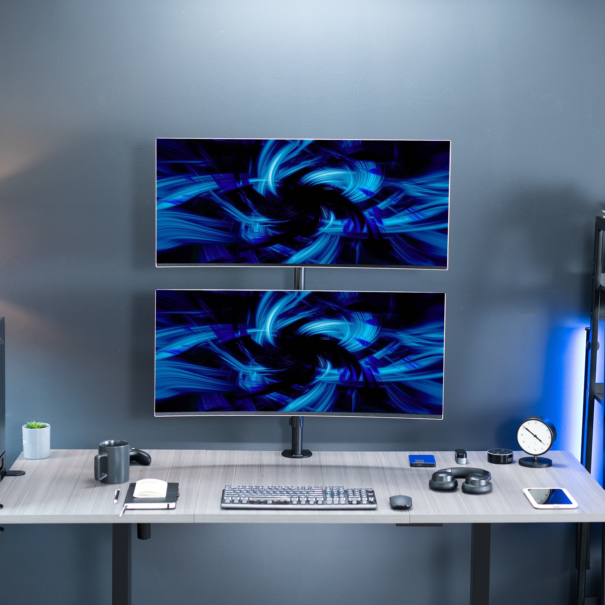 Dual Ultrawide Vertical Monitor Desk Mount Stand - Holds 2 Screens up to 45 Inches - Perfect for Gaming, Coding & Office Work