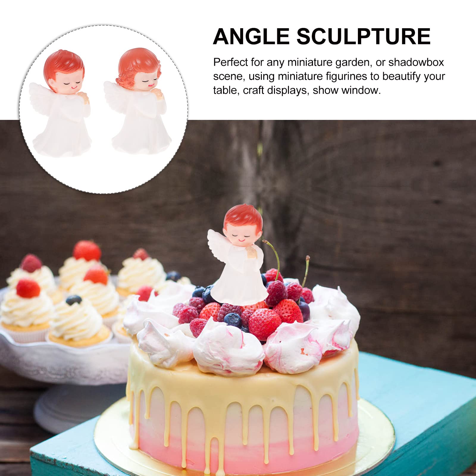 NUOBESTY Resin Angel Cake Toppers - Boy & Girl Figurine Statues for Birthday & Wedding Decor (2-Piece Set) | Elegant Cake & Table Decoration for Parties, Baby Showers & Anniversaries