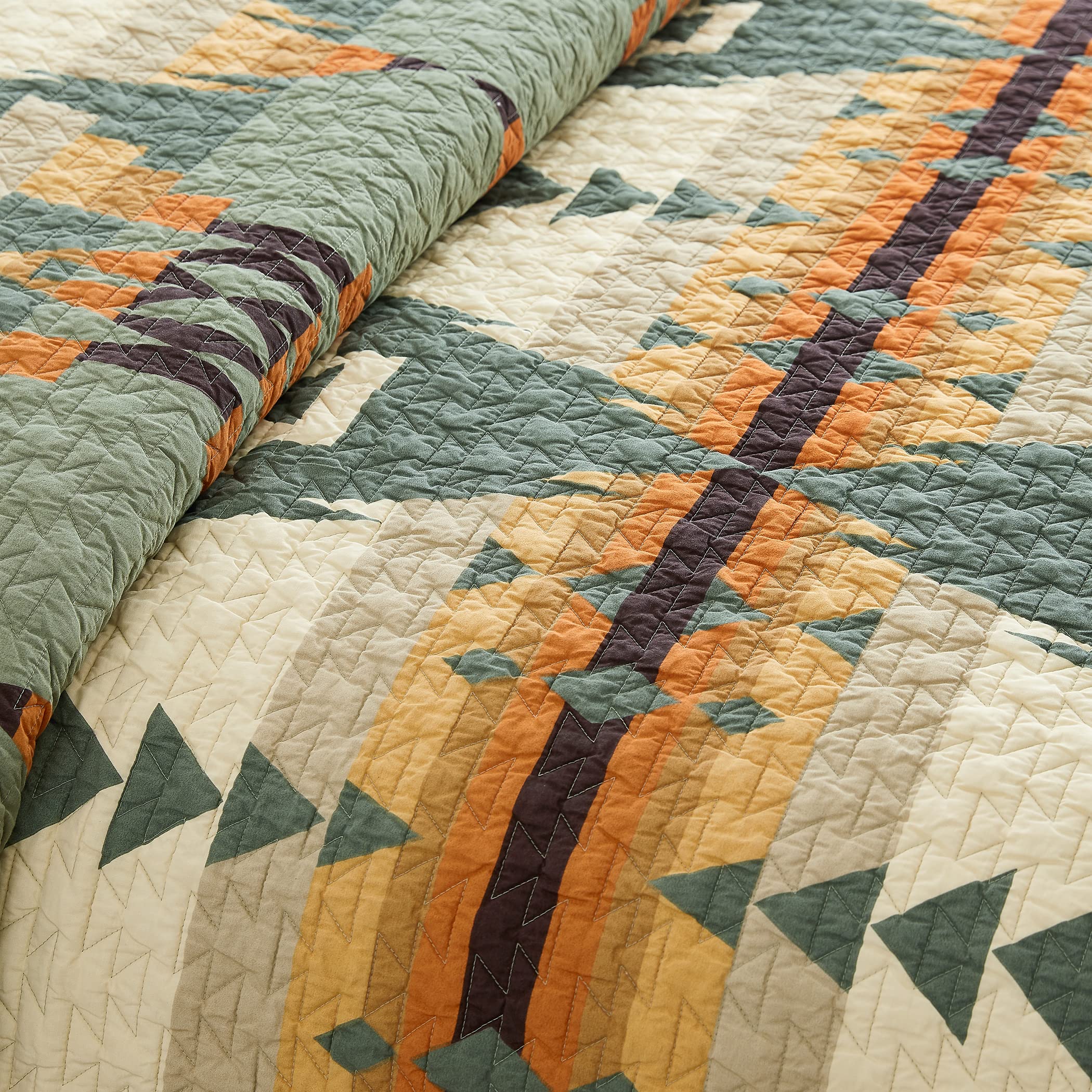 Pendleton Siskiyou Coverlet Set - Soft Cotton Bedspread, Rustic Home Decor, Luxury Quilt & Pillow Shams - King Size, Sage Green - Perfect for Cozy Bedrooms, Guest Rooms & Farmhouse Style Decor