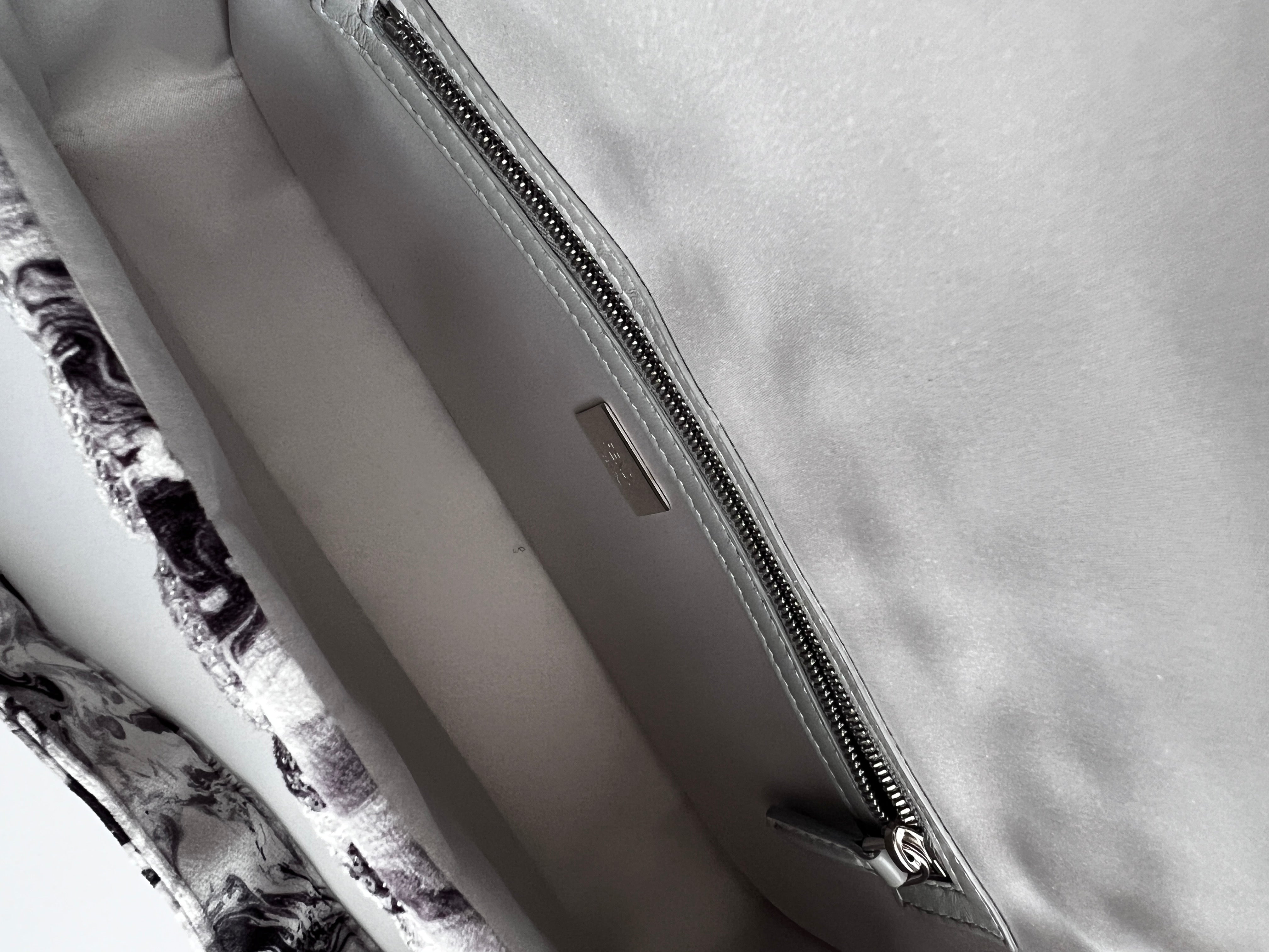Fendi Marble Print Sequin Magnetic Buckle Baguette Bag - Stylish Clutch for Evening Parties, Weddings & Special Occasions