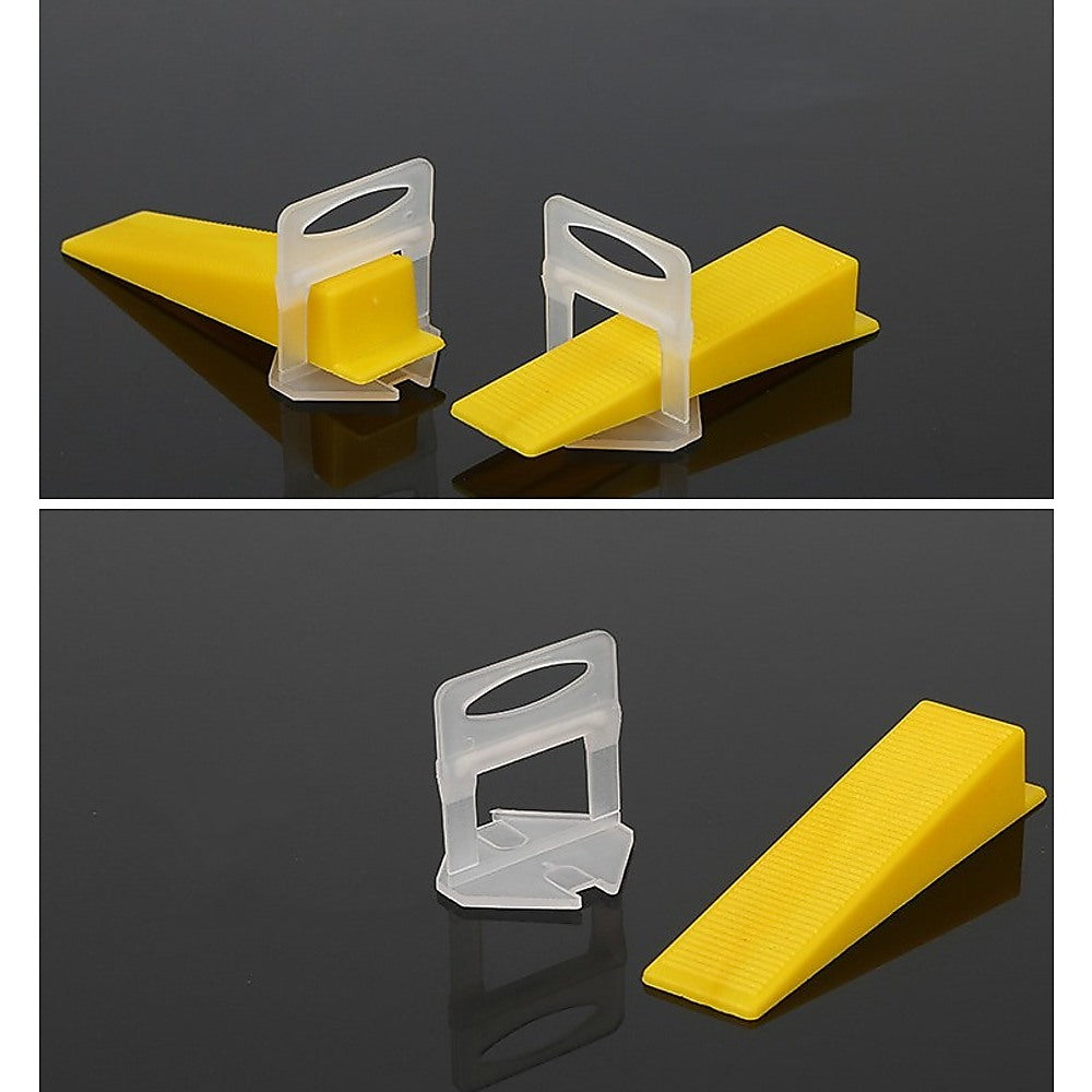 1000pcs Tile Leveling System Clips - Professional Floor and Wall Tile Spacers with Wedges - Perfect for DIY Home Renovation, Bathroom & Kitchen Tiling Projects