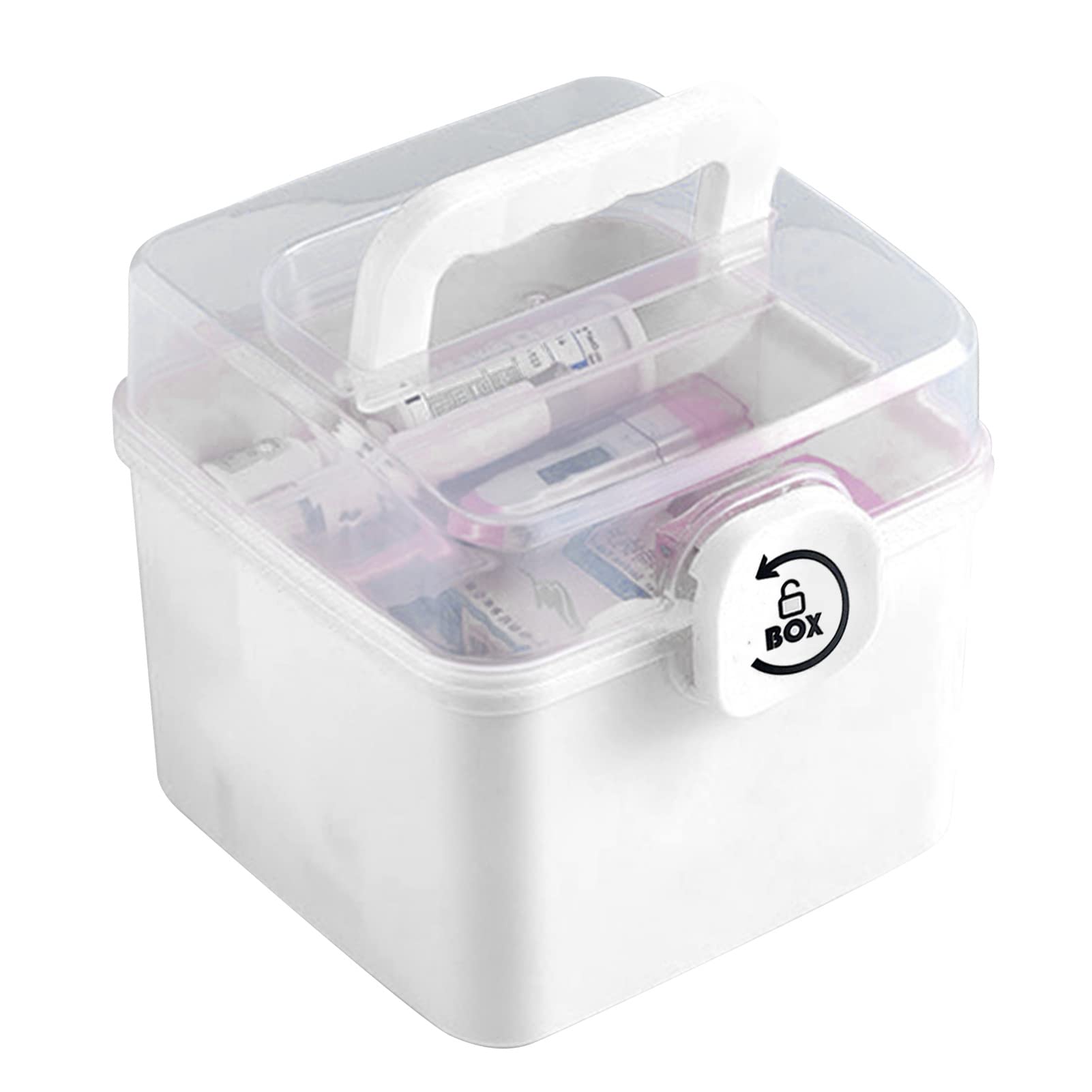 Stronrive Portable Medicine Box - Compact First Aid Kit for Home, Travel & Emergency - White Small Size - Perfect for Family Storage, Camping & Outdoor Activities