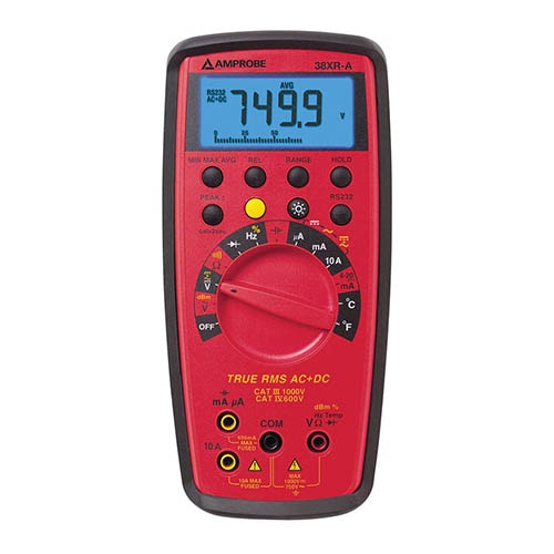 Amprobe 38XR-A 1000V DC True RMS Multimeter with RS232 Output - Professional Electrical Testing for HVAC, Automotive & Industrial Use