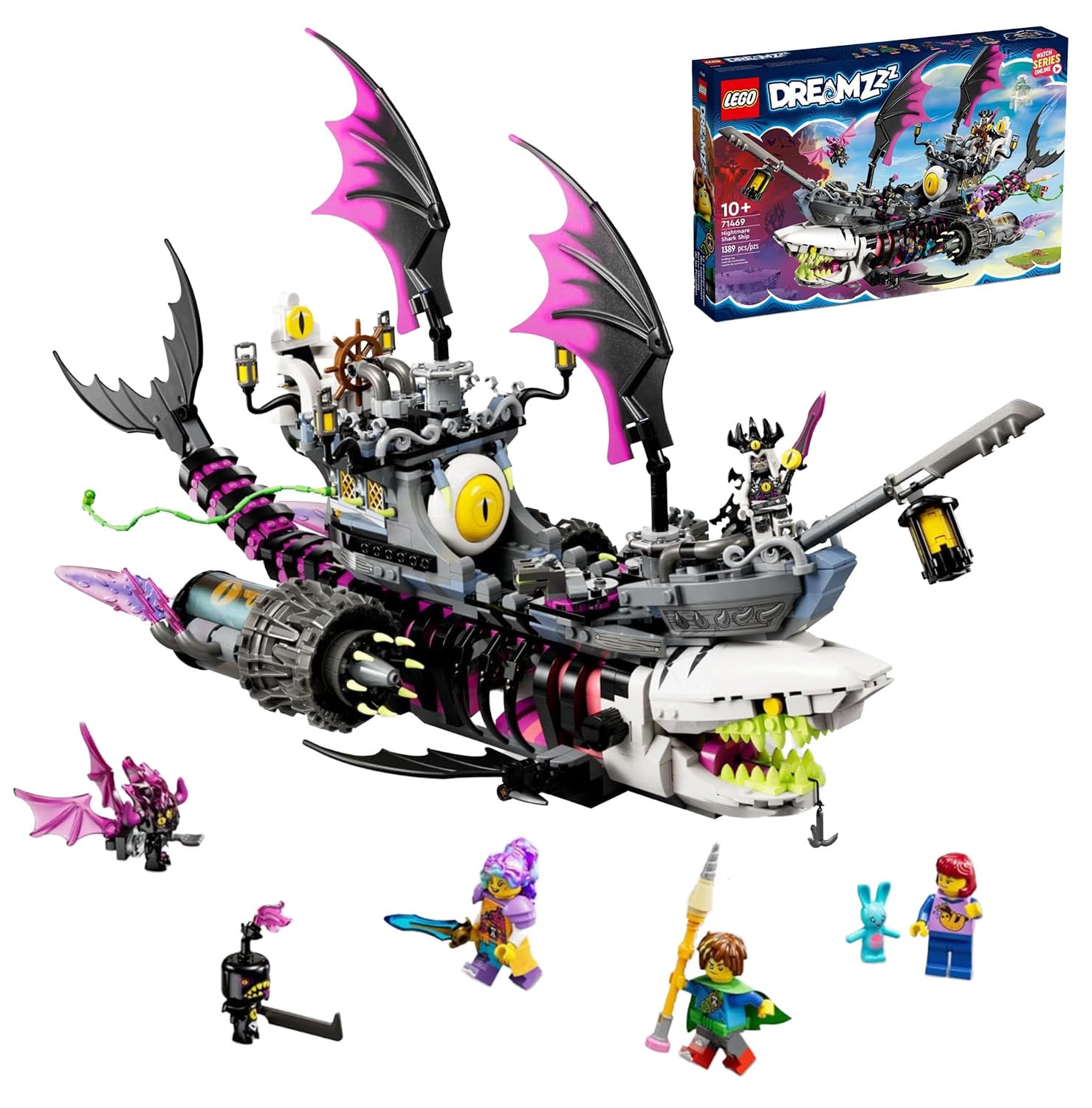 LEGO DREAMZzz Nightmare Shark Ship 71469 Building Set - Pirate Ship & Monster Truck Toy with 4 Minifigures & Shark Figure - Creative Construction Kit for Kids Ages 10+ - Perfect for Imaginative Play, Birthday Gifts & Collectors
