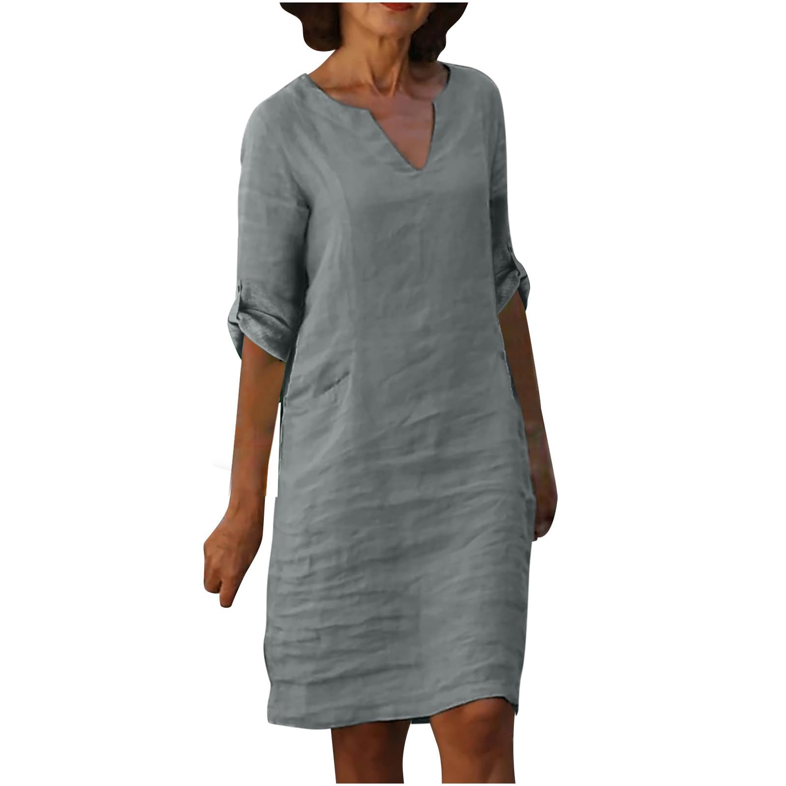 AMhomely Women's Summer Dresses - Casual V-Neck Loose Long Sleeve Bohemian Sundress | Beachwear, Daily Wear & Bridesmaid Dress | Perfect for Vacation, Outdoor Parties & Summer Outings
