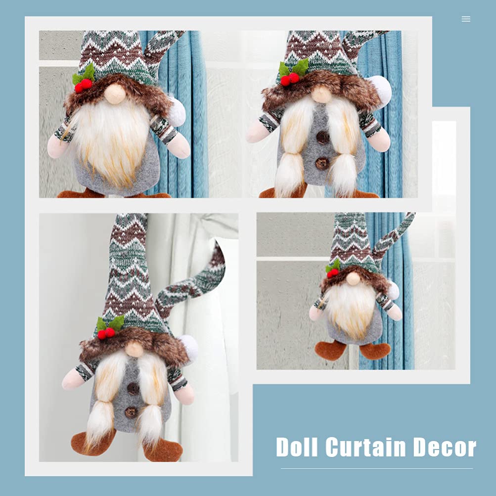 PRETYZOOM 2-Pack Christmas Plush Gnome Doll Curtain Holdbacks - Festive Xmas & Halloween Decor, Shower Curtain Hooks, Nordic Polyester Ornaments for Holiday Home Decor