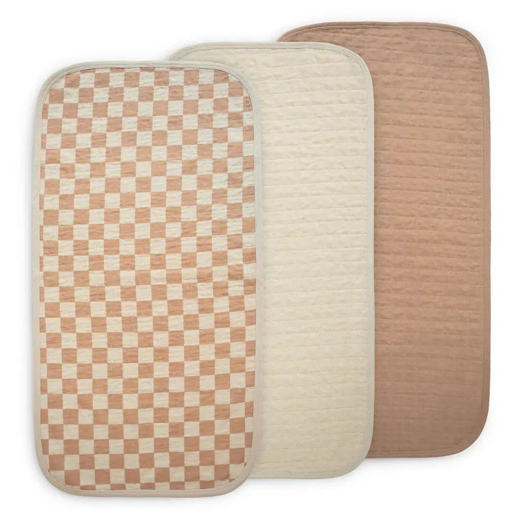 Mushie Organic Cotton Changing Pad Liners 3 Pack - Soft, Absorbent & Washable for Baby Diaper Changing - Nursery, Travel & Home Use