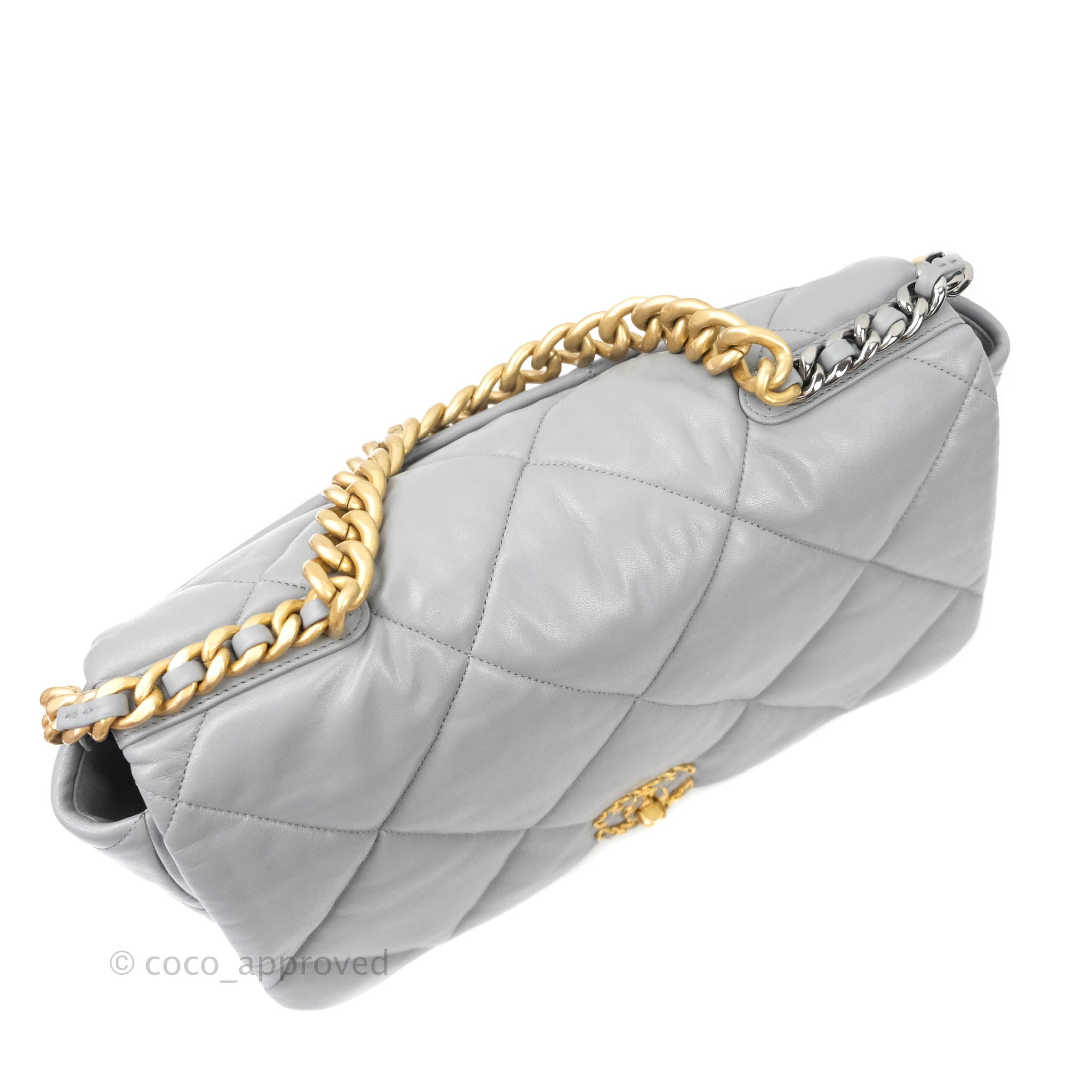 Chanel 19 Large Grey Goatskin Mixed Hardware Flap Bag - Luxury Designer Handbag for Women | Perfect for Work, Evening Events & Everyday Use