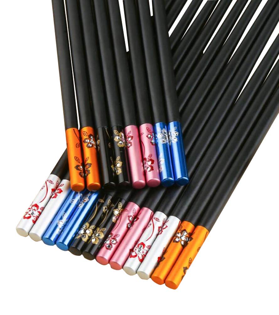 Premium 10-Pair Reusable Alloy Chopsticks Set - Durable Dinnerware for Home & Restaurant Use - Elegant Tableware for Asian Cuisine, Sushi, Noodles & Family Dining (Style A02)