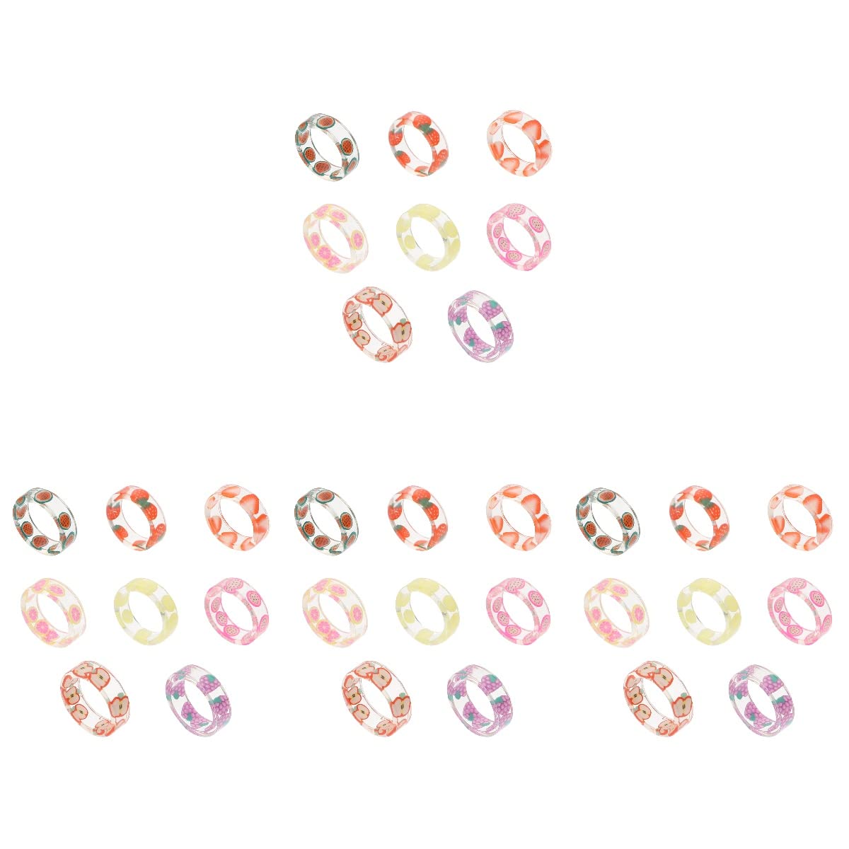 BESPORTBLE 32-Piece Fruit Pattern Resin Ring Set - Lemon & Strawberry Design DIY Jewelry Making Kit for Women & Girls | Perfect for Crafting, Gifts, and Fashion Accessories