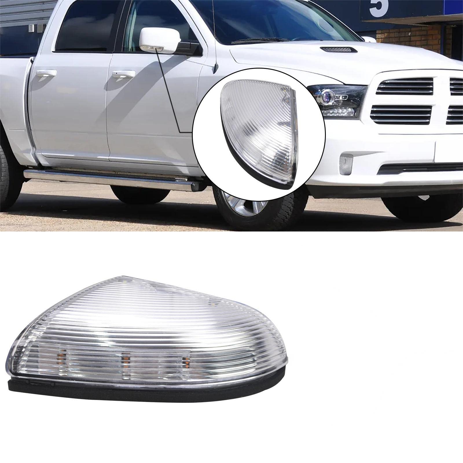 LED Front Right Passenger Side Mirror Turn Signal Puddle Light Compatible with 2009-2018 Dodge Ram 1500 & 2500 - Replaces 68064948AA - Enhanced Night Visibility & Safety for Parking & Turning
