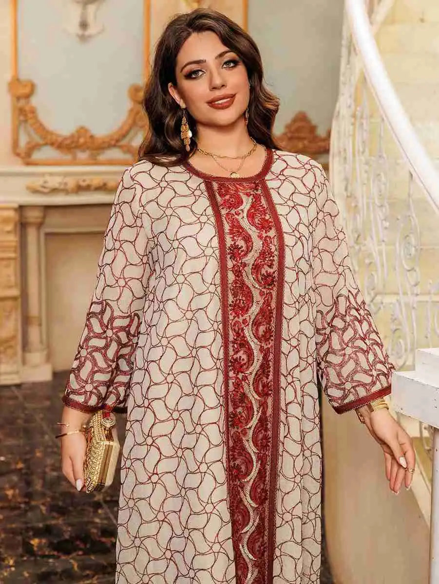Elegant Eid Dress with Sequins & Embroidery - Jalabiya Caftan Kaftan Dress for Women | Perfect for Eid Celebrations, Weddings & Special Occasions