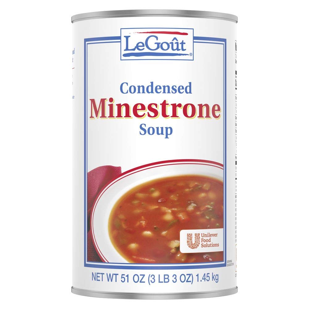 LeGout Minestrone Condensed Canned Soup - 0g Trans Fat, 51 oz (Pack of 12) | Italian Vegetable Pasta Soup for Quick Meals, Camping & Emergency Food Storage