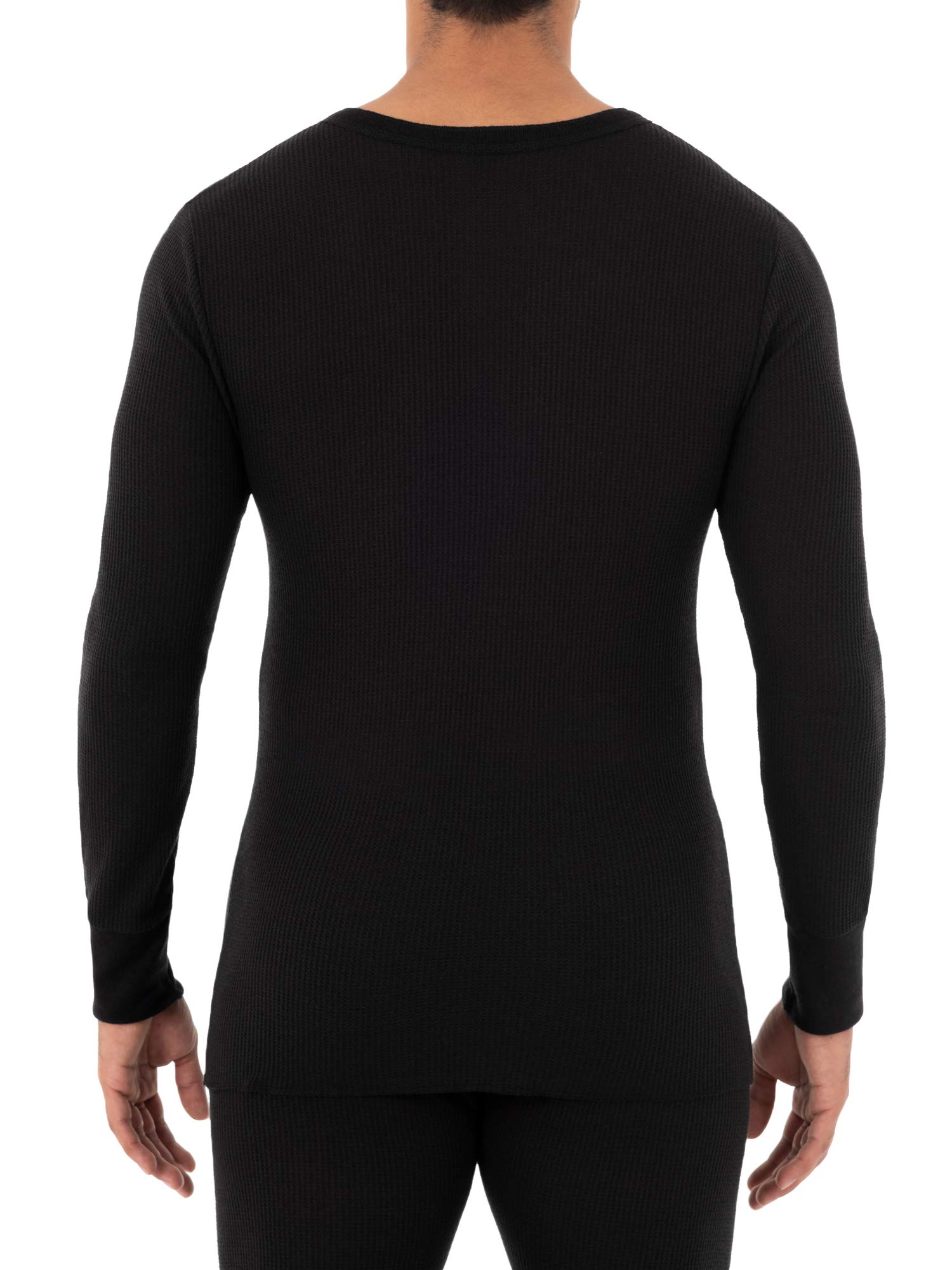 Fruit of the Loom Men's Recycled Waffle Thermal Henley Shirt - Eco-Friendly Long Sleeve Base Layer for Winter, Camping & Outdoor Activities
