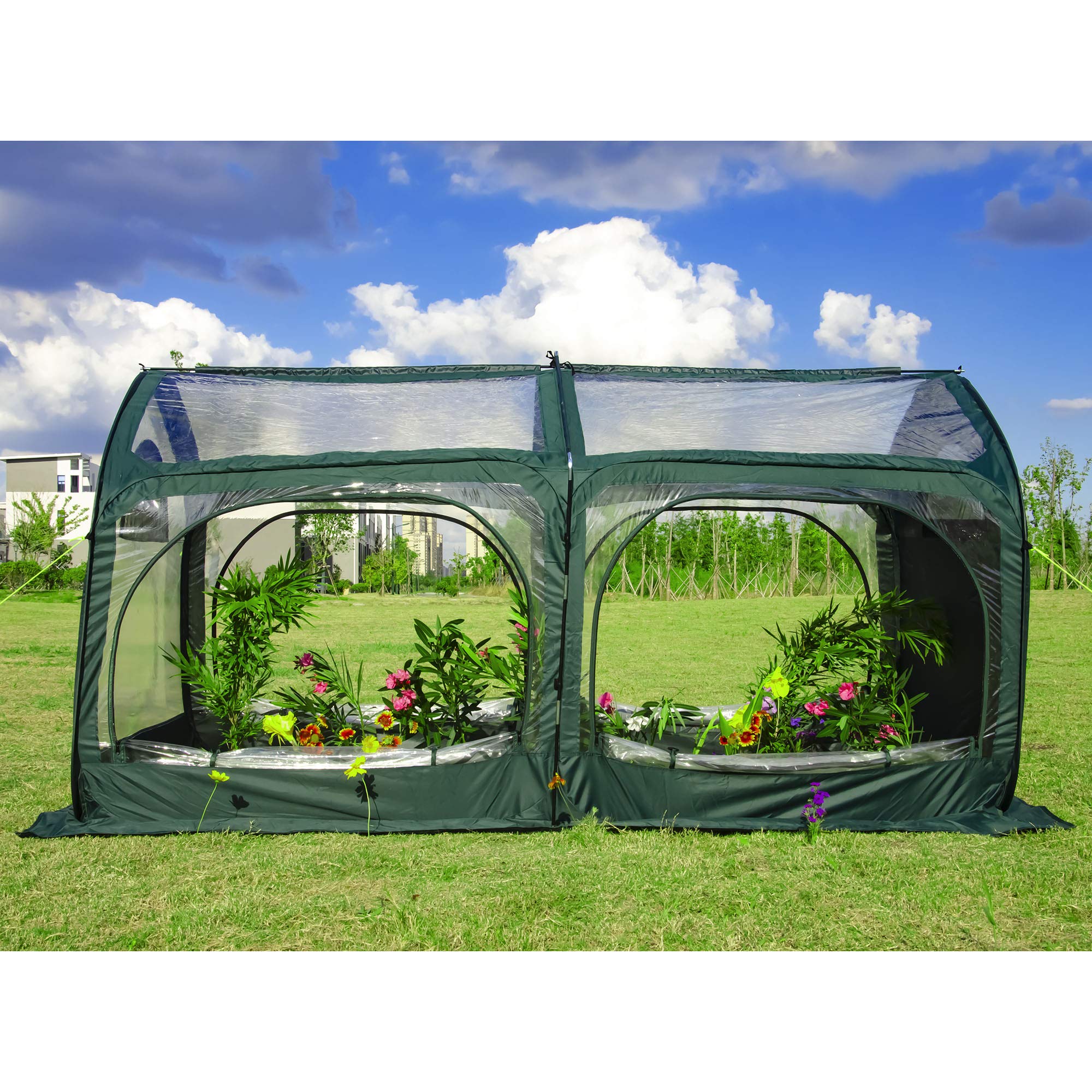 Porayhut Pop Up Greenhouse Cover - Mini Flower House for Gardening, Plant Protection from Cold & Frost - PVC Backyard Greenhouse for Plants & Flowers - Perfect for Indoor/Outdoor Gardening, Seed Starting & Winter Plant Care