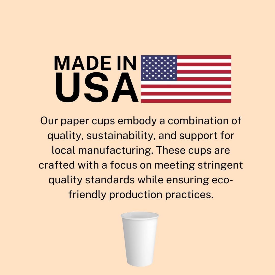 Premium 12oz Disposable Hot Paper Cups - 1000 Pack | Leak-Proof & BPA-Free Coffee Cups for Office, Cafes & Events | Eco-Friendly White Paper Drinkware for Hot Beverages, Tea & Cocoa