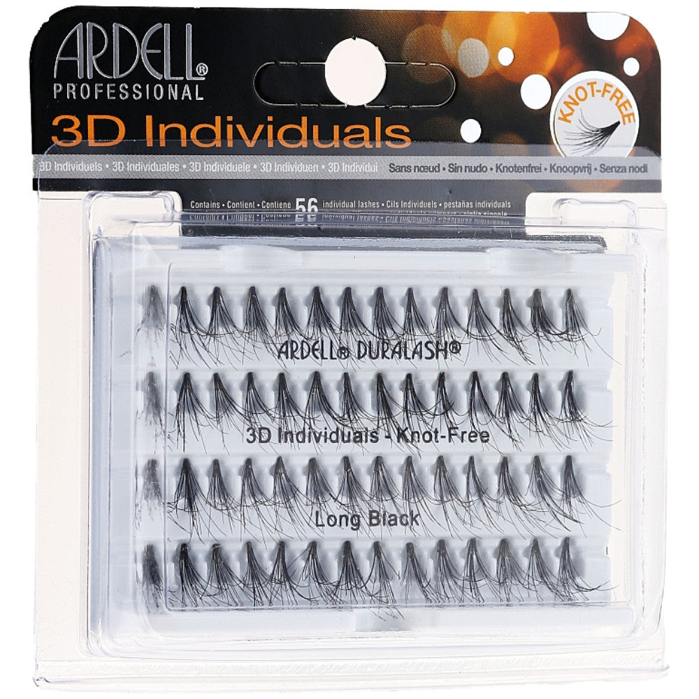Ardell 3D Individual False Eyelashes - Long Black Lashes for Dramatic Volume & Length | Perfect for Parties, Weddings & Special Occasions