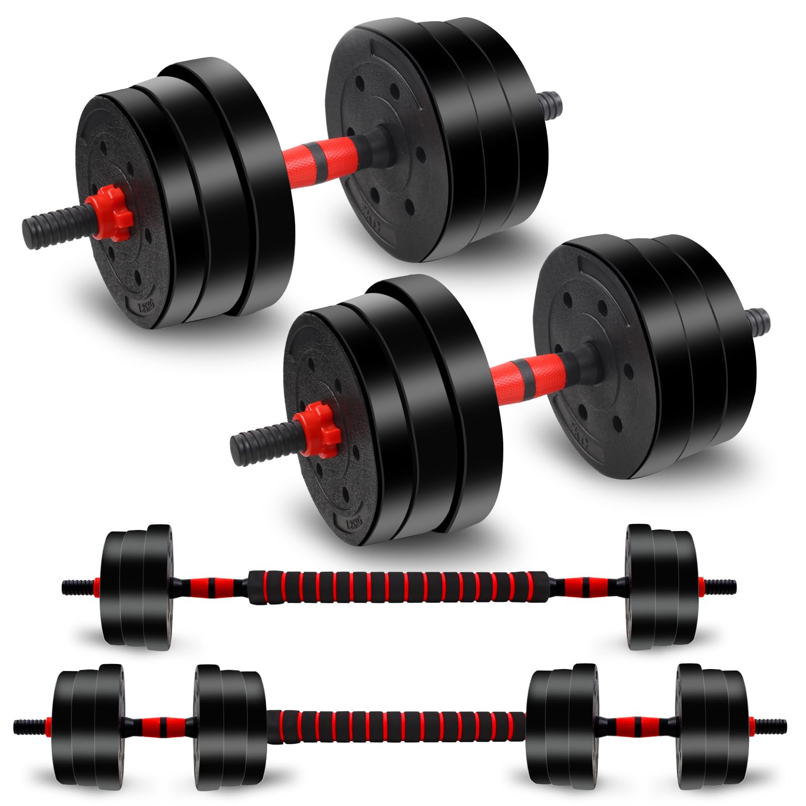 40lbs Adjustable Dumbbell Set with Connector - 3-in-1 Convertible Free Weights for Home Gym, Strength Training & Push-up Stand - Perfect for Men & Women Fitness Enthusiasts (Ideal for Small Spaces, Full-Body Workouts & Home Exercise Routines)