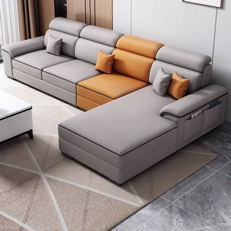 L-Shaped Sectional Sofa with Right-Hand Facing Chaise Lounge - Comfortable Standard Foam Cushions & Hidden Support - Perfect for Living Room, Family Room or Home Theater