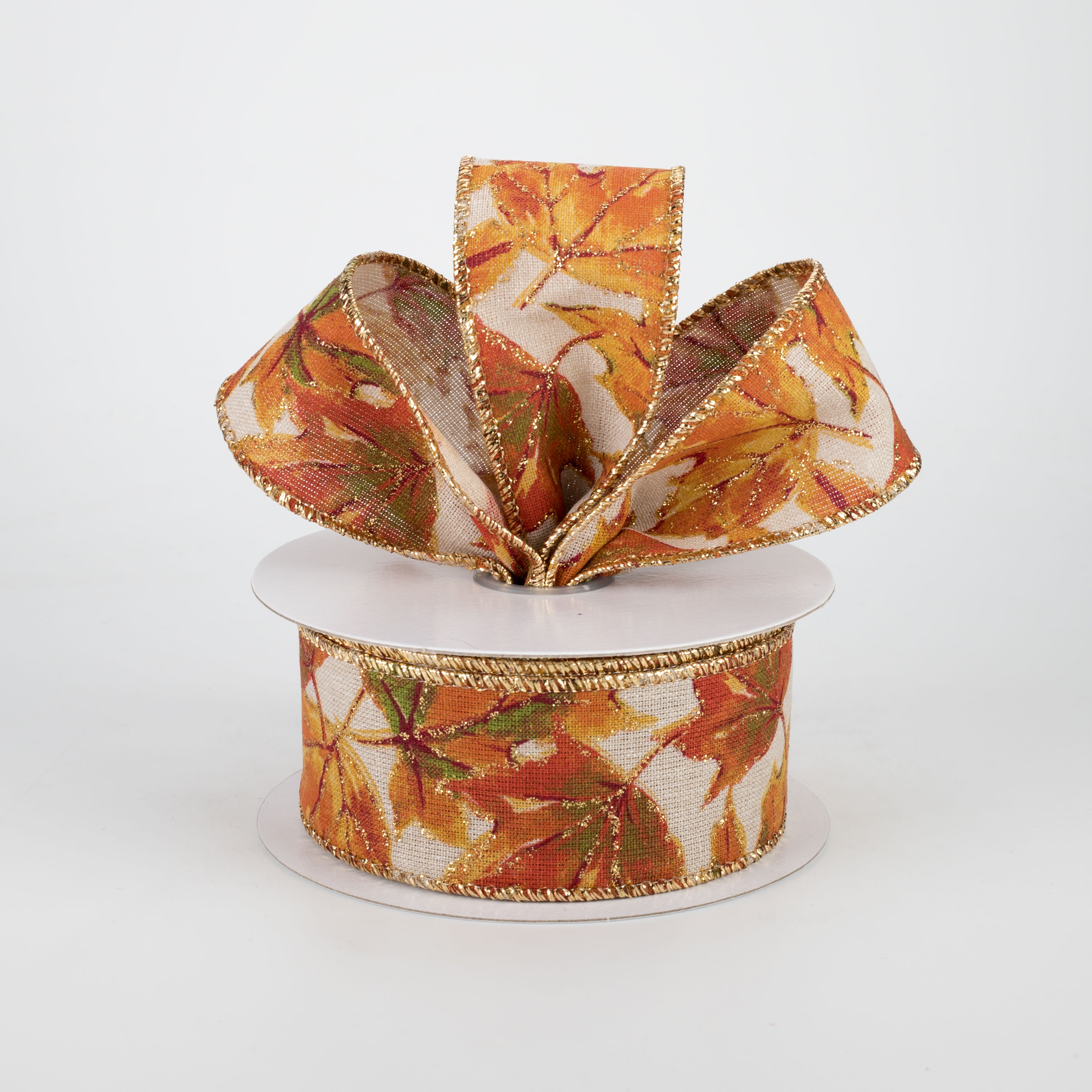 1.5 Inch Glitter Fall Leaves Ribbon - 10 Yards Decorative Ribbon for Autumn Crafts, Wreaths, Gift Wrapping, and Seasonal Home Decor