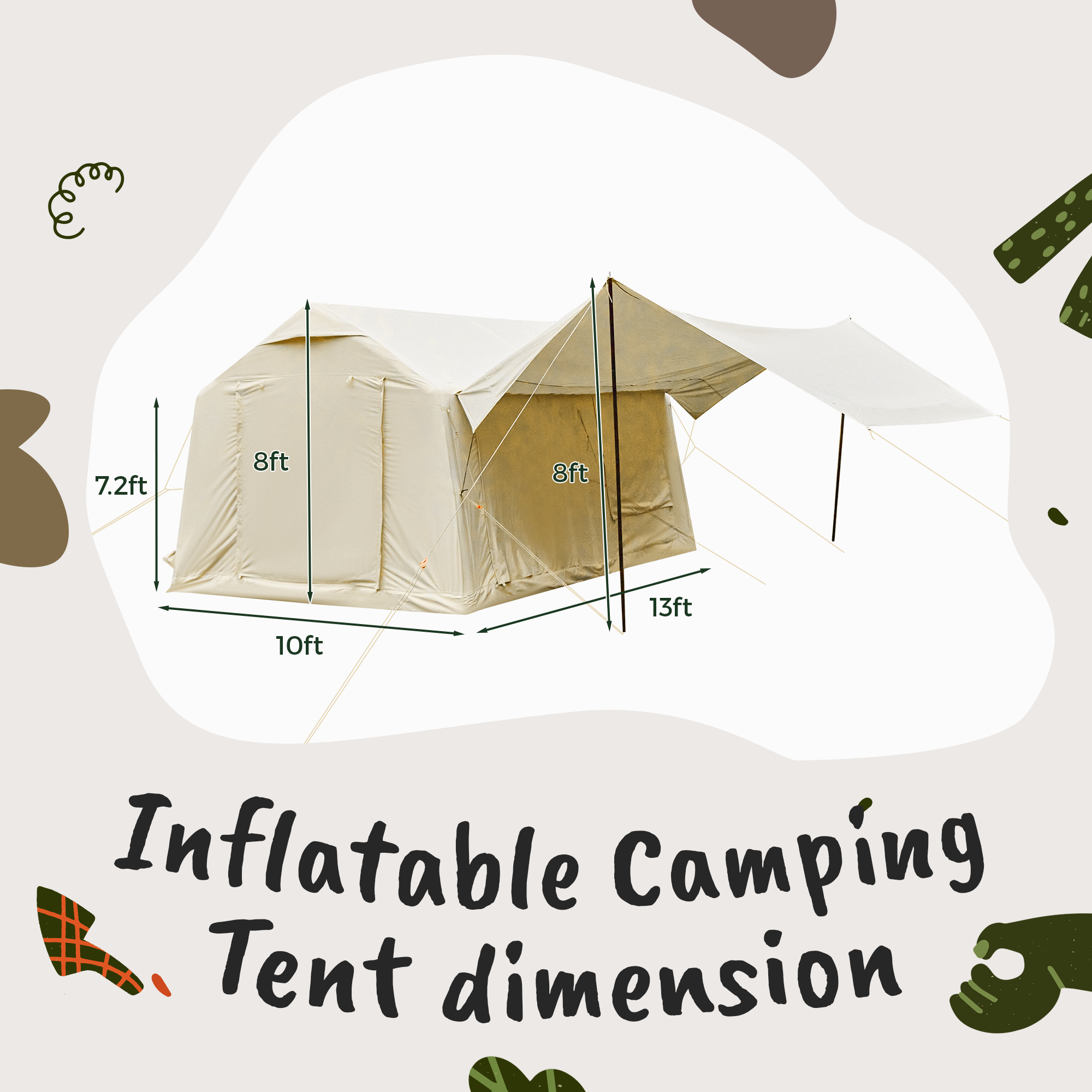 EROMMY 8-12 Person Four Season Large Inflatable Camping Tent – 12FT Waterproof Family Outdoor Shelter for Camping, Hiking, Beach & Backyard Adventures