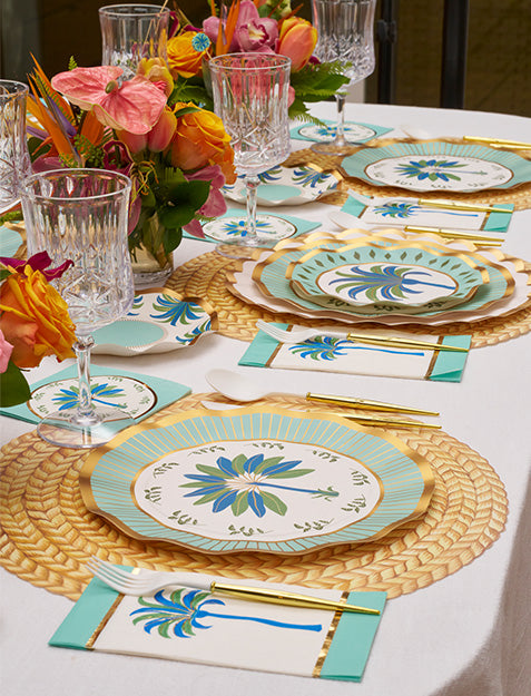 Elegant Preppy Palm Leaf Table Setting - Perfect for Boho Wedding, Tropical Party & Summer Dining Decor