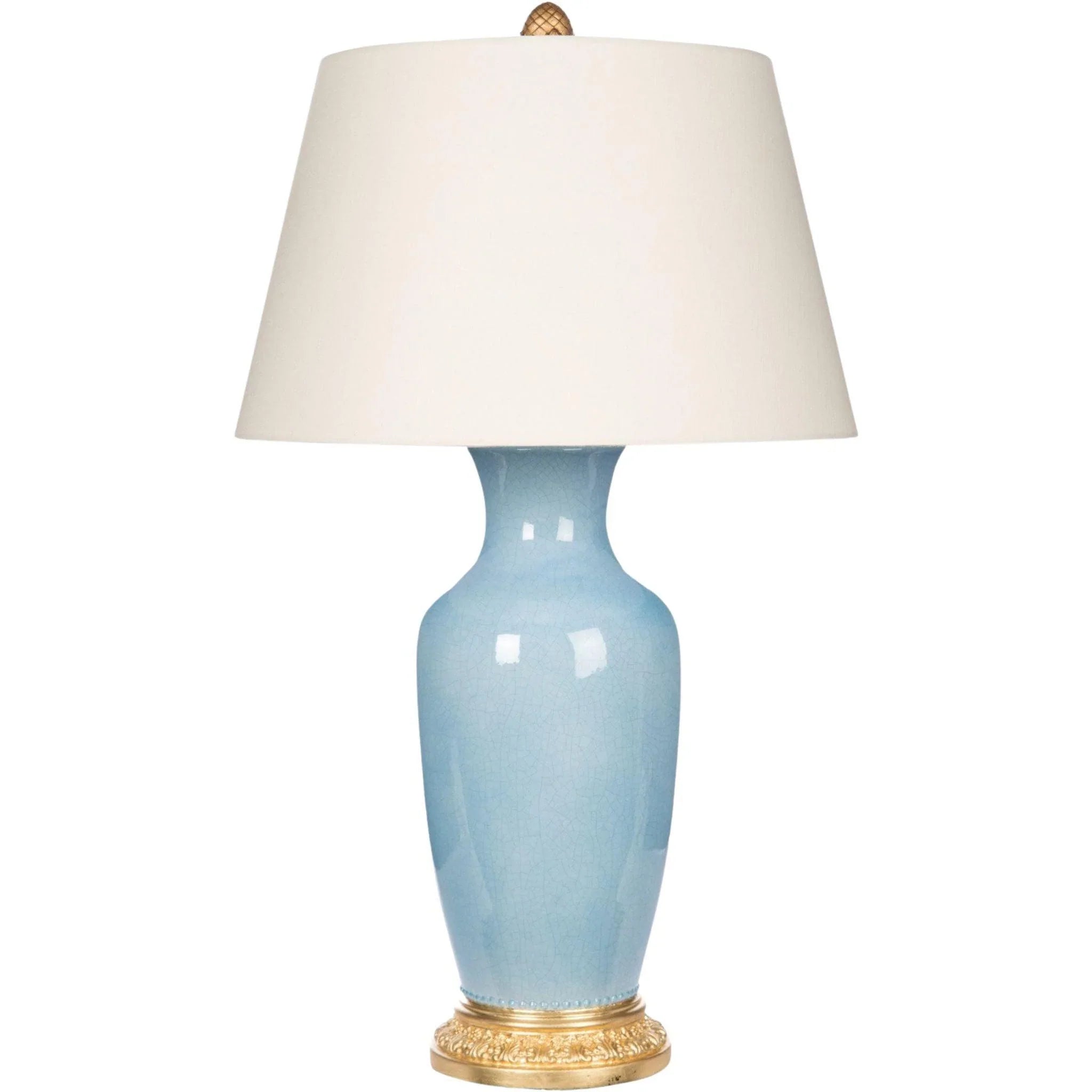Aventine Blue Italian Table Lamp - Elegant Ceramic Base & Linen Shade for Bedroom, Living Room, or Office Decor