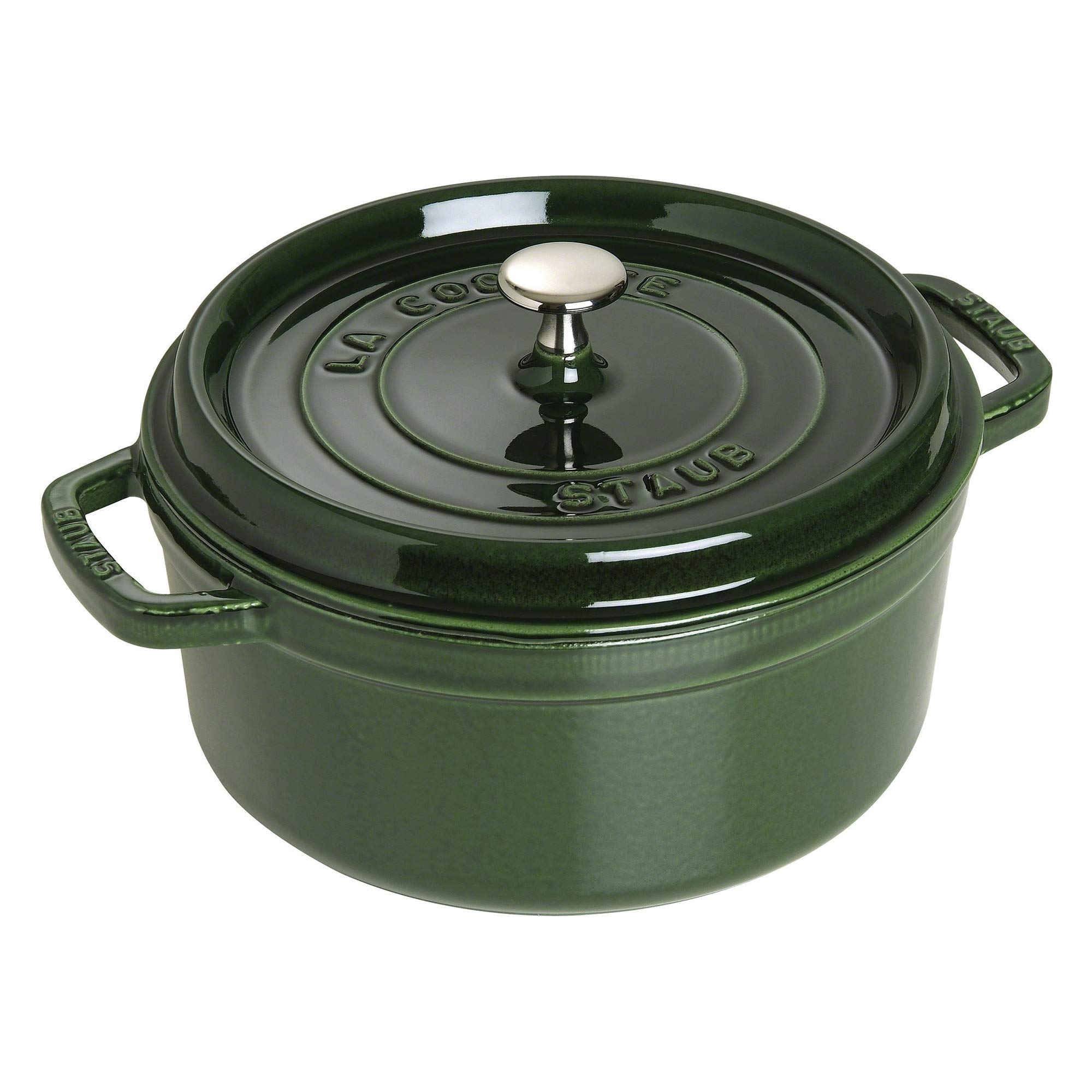 Staub 4-Quart Round Cast Iron Cocotte Dutch Oven - Basil Green, Made in France | Perfect for Braising, Stewing & Baking Bread